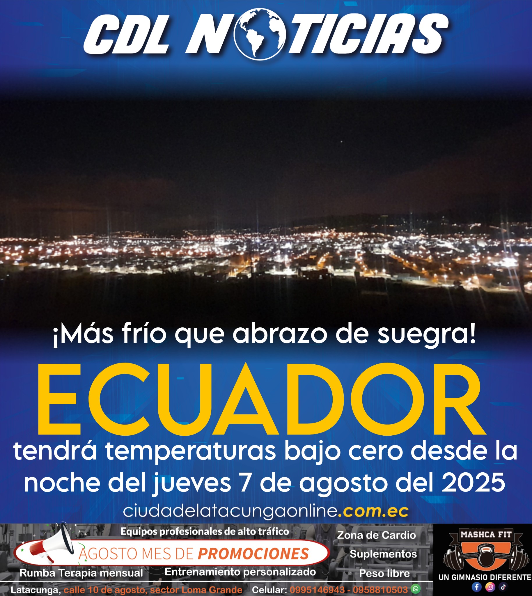 Ecuador tendrá temperaturas bajo cero desde la noche del jueves 7 de agosto del 2025