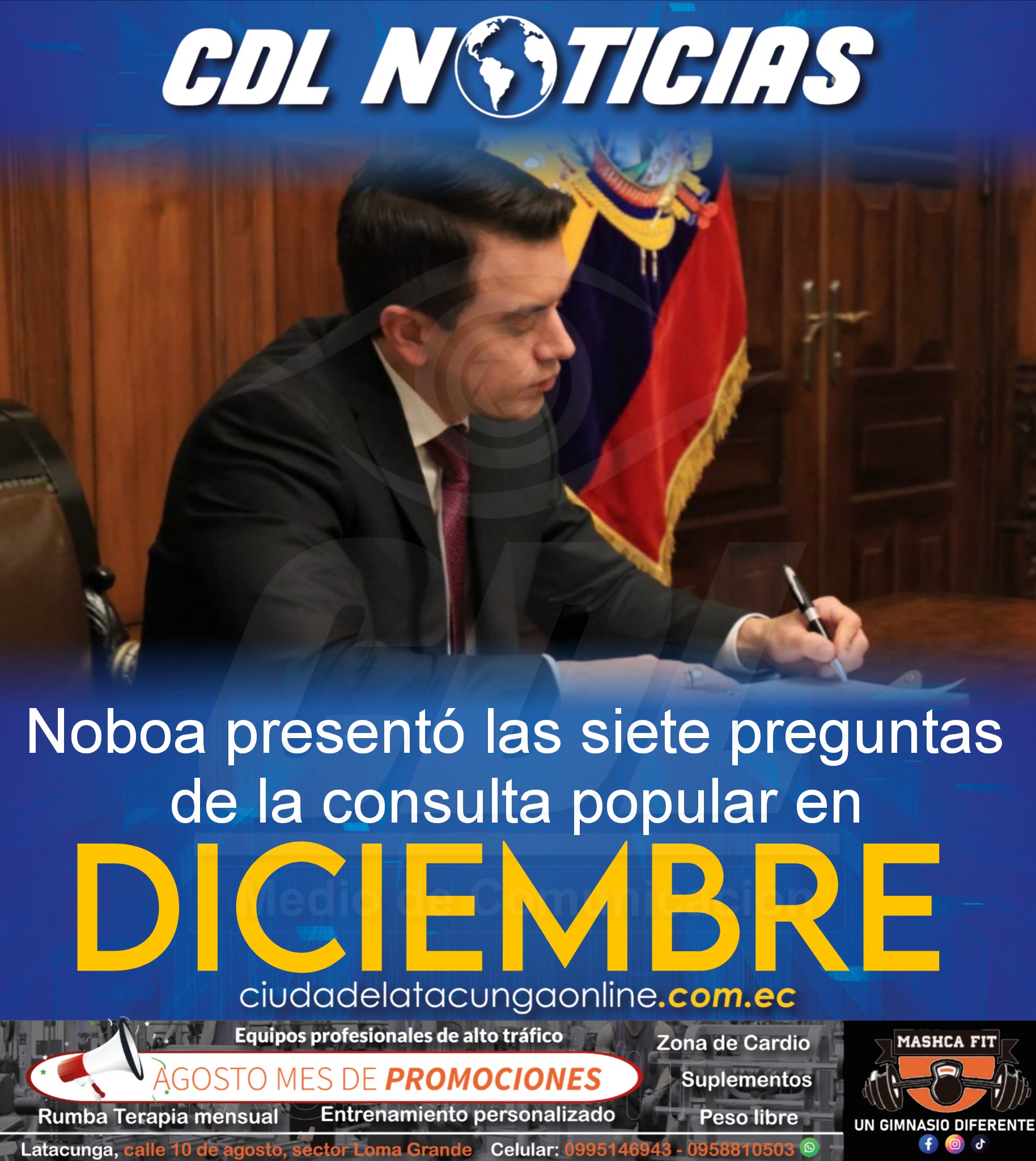 Noboa presentó las siete preguntas de la consulta popular en diciembre