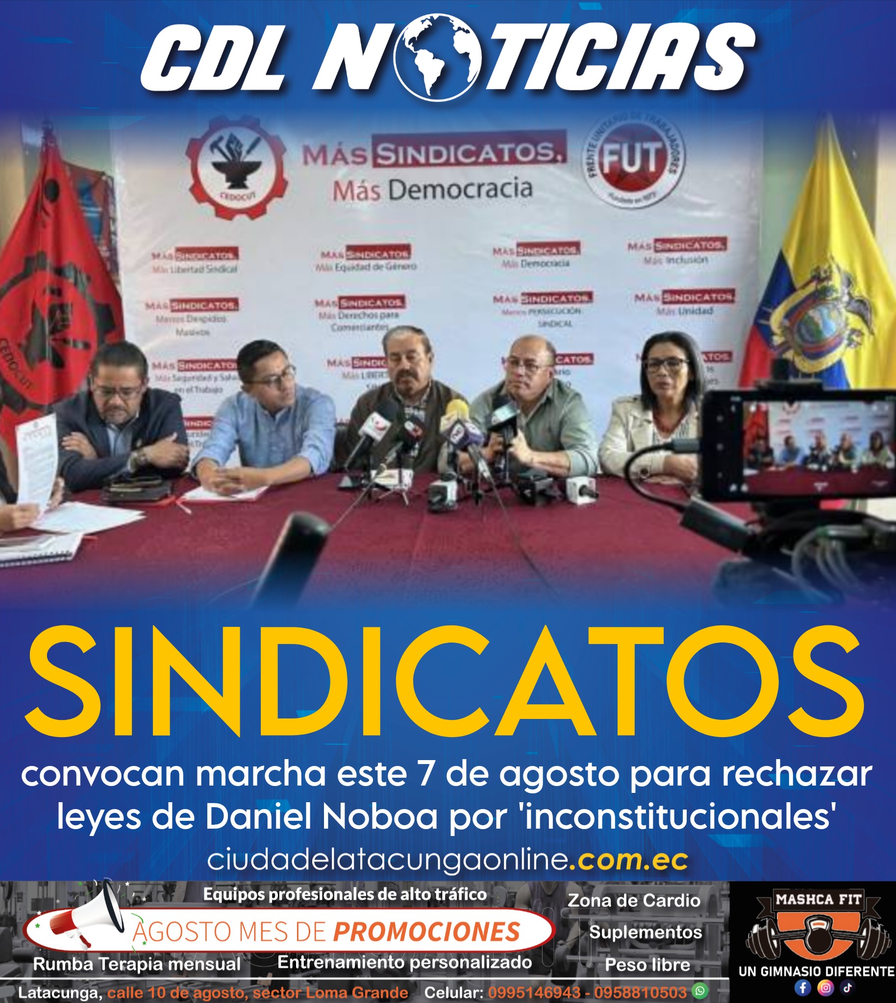 Sindicatos convocan marcha este 7 de agosto para rechazar leyes de Daniel Noboa por ‘inconstitucionales’