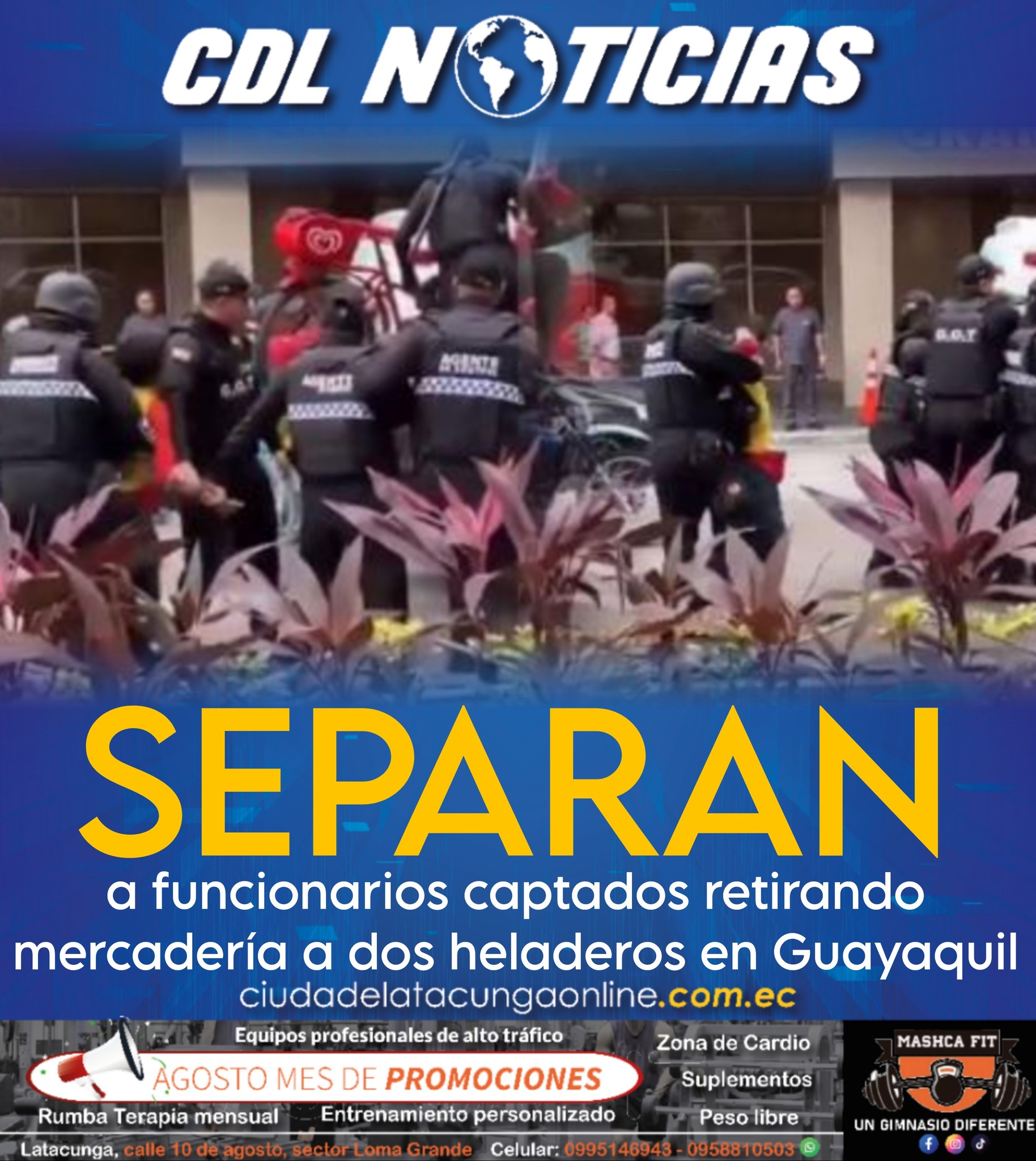 Separan a funcionarios captados retirando mercadería a dos heladeros en Guayaquil