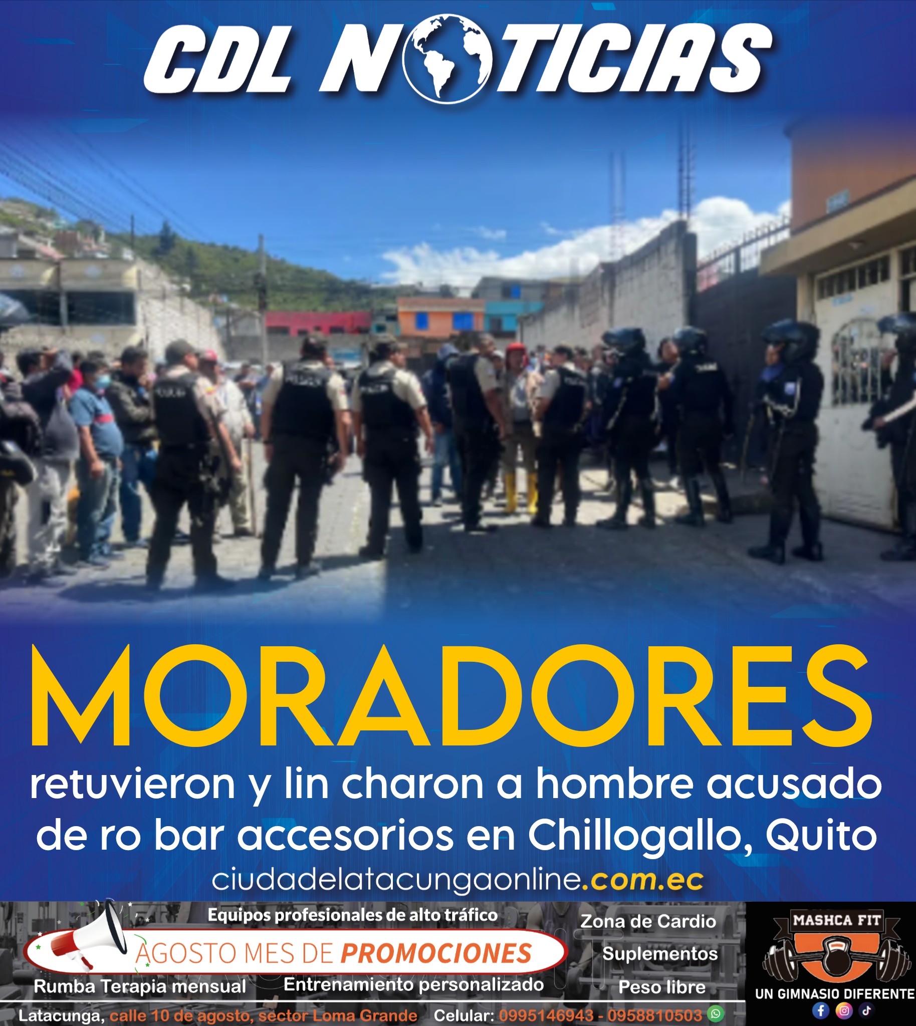 Moradores retuvieron y lin charon a hombre acusado de ro bar accesorios en Chillogallo, Quito