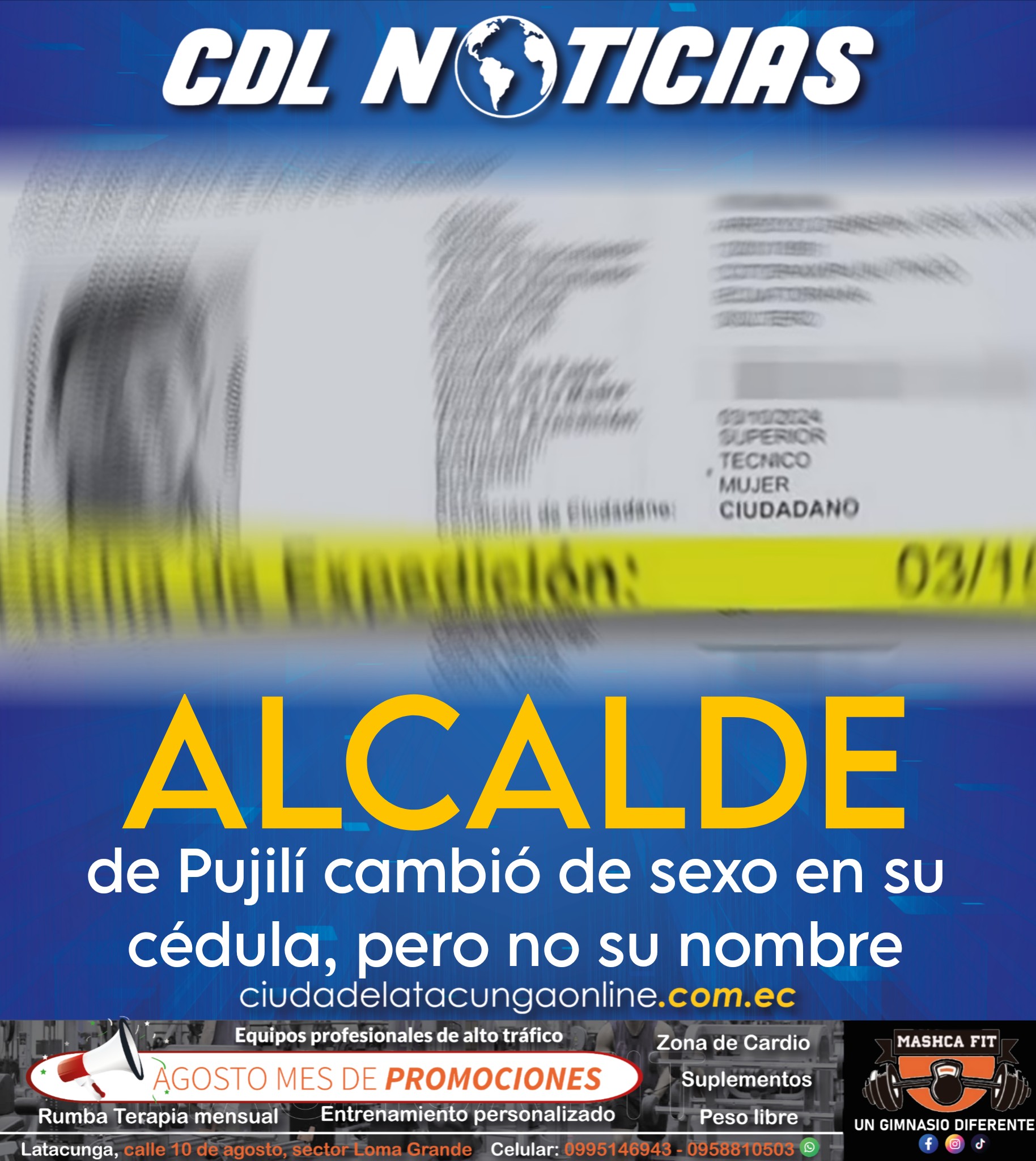 Alcalde de Pujilí cambió de sexo en su cédula, pero no su nombre