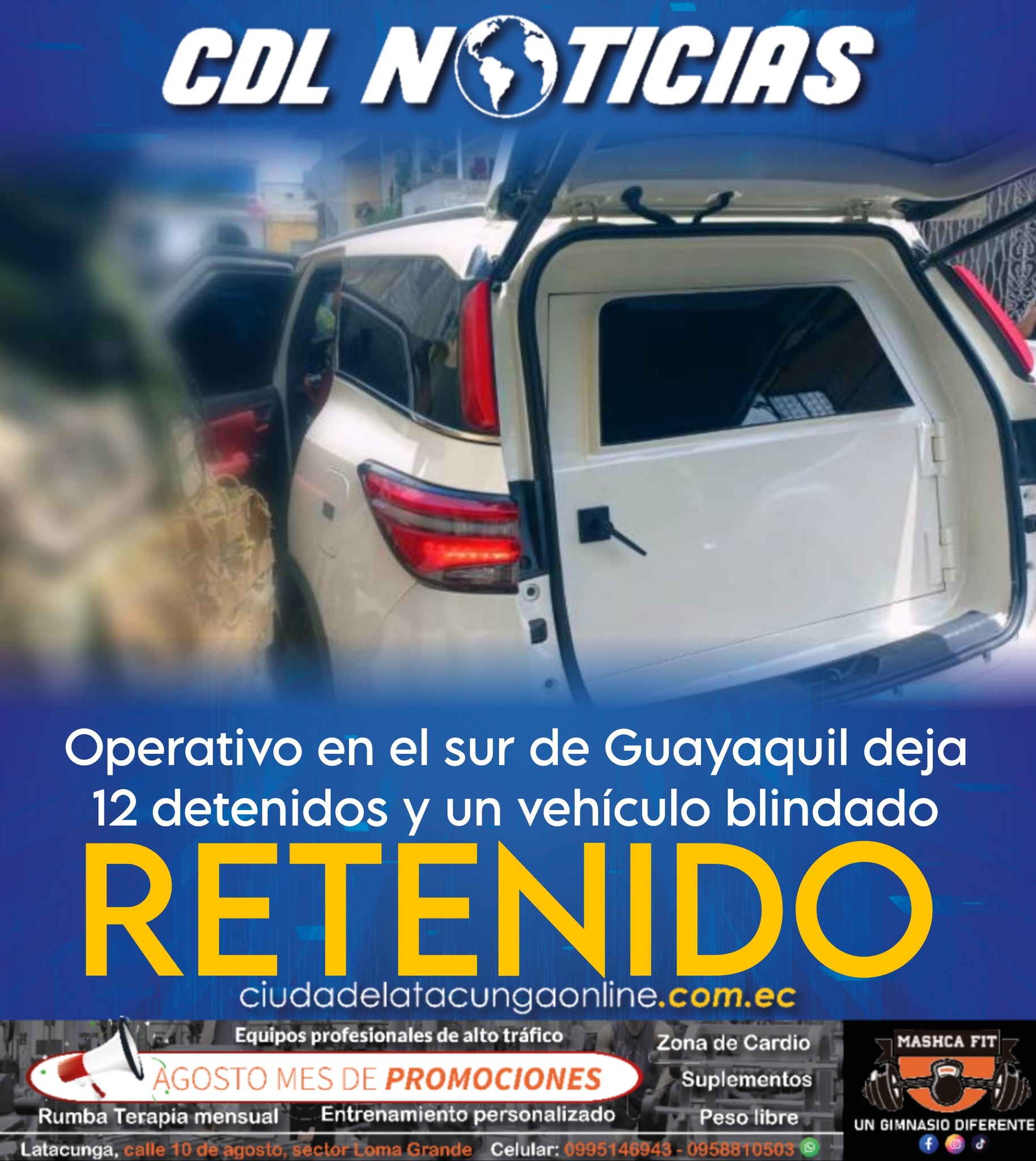 Operativo en el sur de Guayaquil deja 12 detenidos y un vehículo blindado retenido