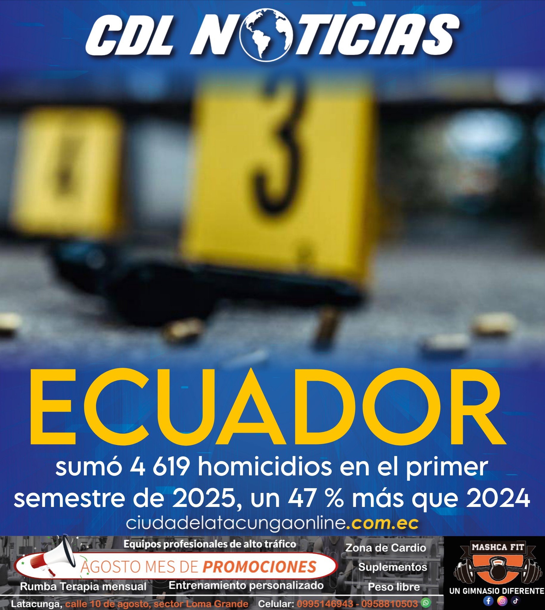Ecuador sumó 4 619 homicidios en el primer semestre de 2025, un 47 % más que 2024