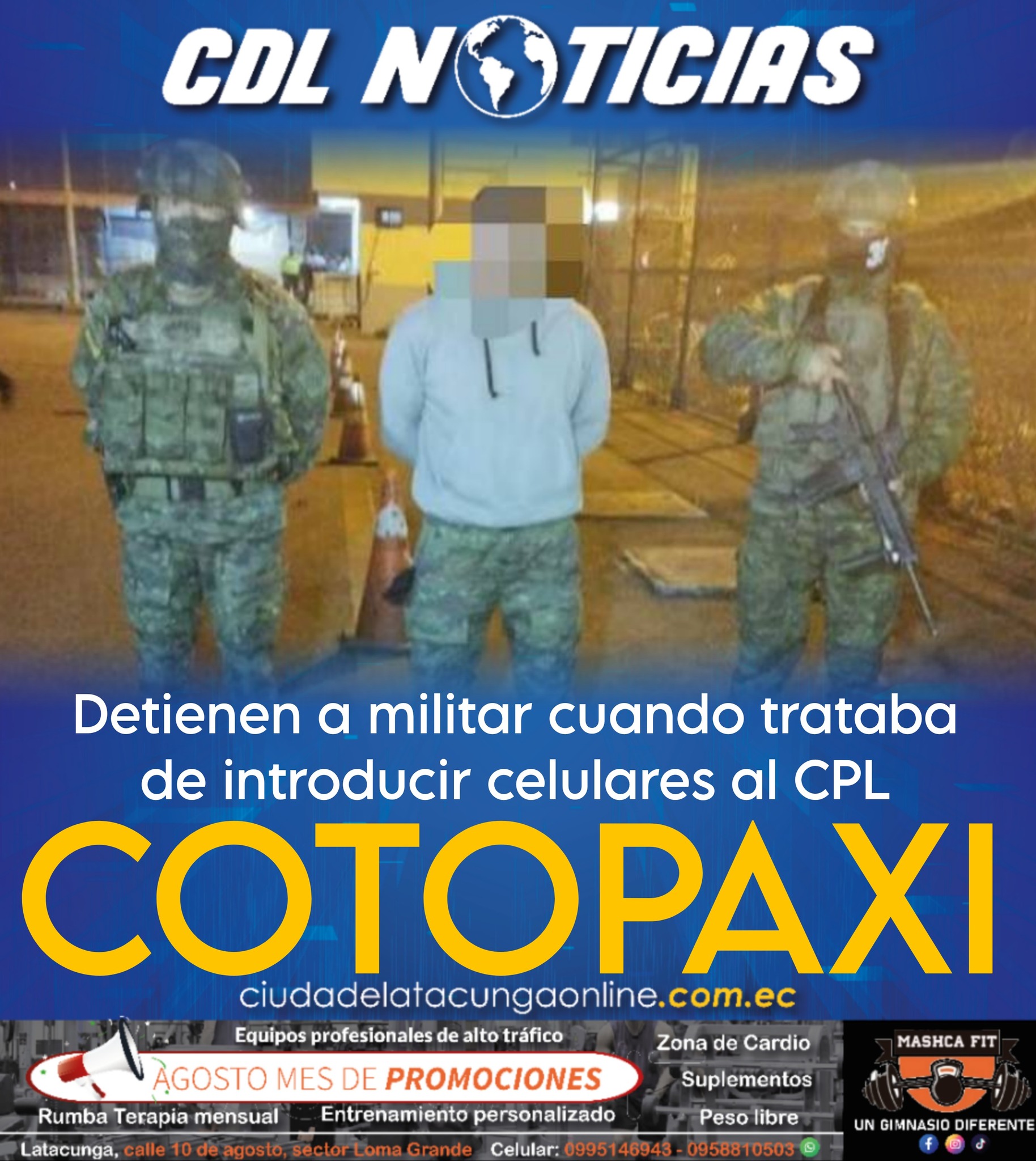 Detienen a militar cuando trataba de introducir celulares a la Cárcel de Cotopaxi