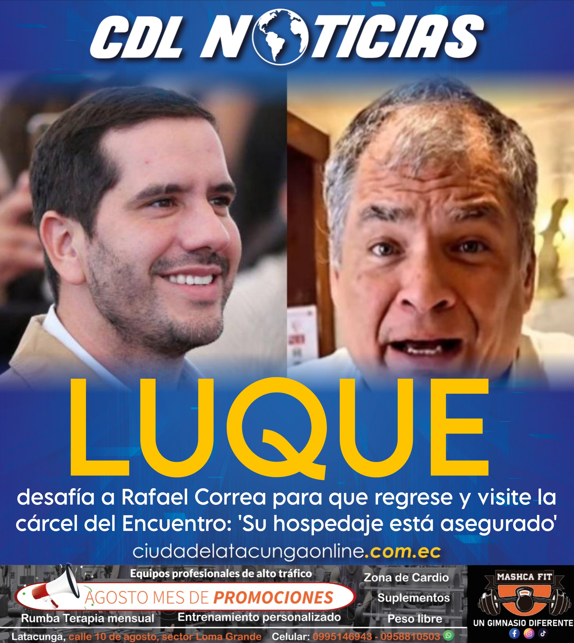 Roberto Luque desafía a Rafael Correa para que regrese y visite la cárcel del Encuentro: ‘Su hospedaje está asegurado’