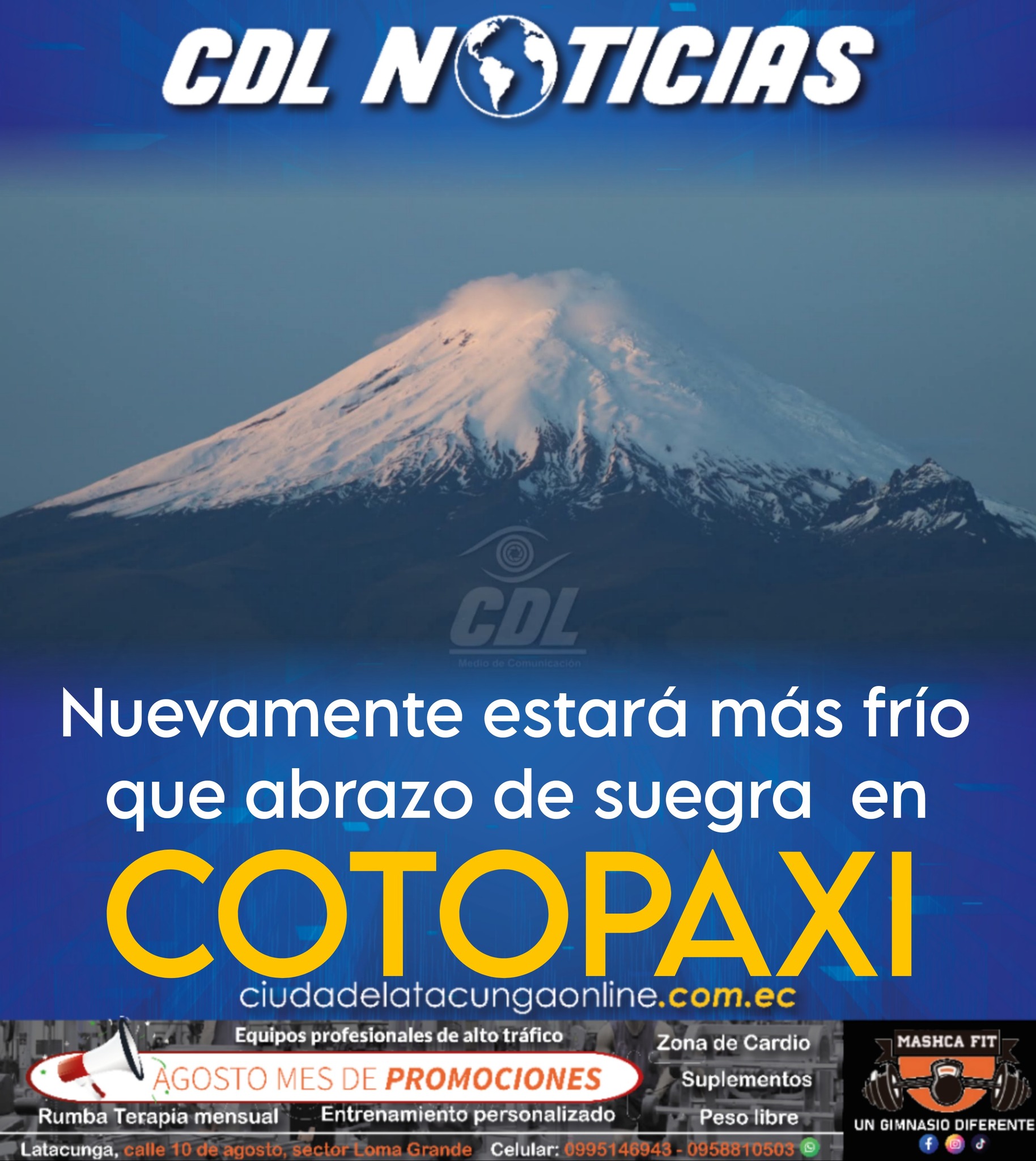 Nuevamente estará más frío que abrazo de suegra en Cotopaxi