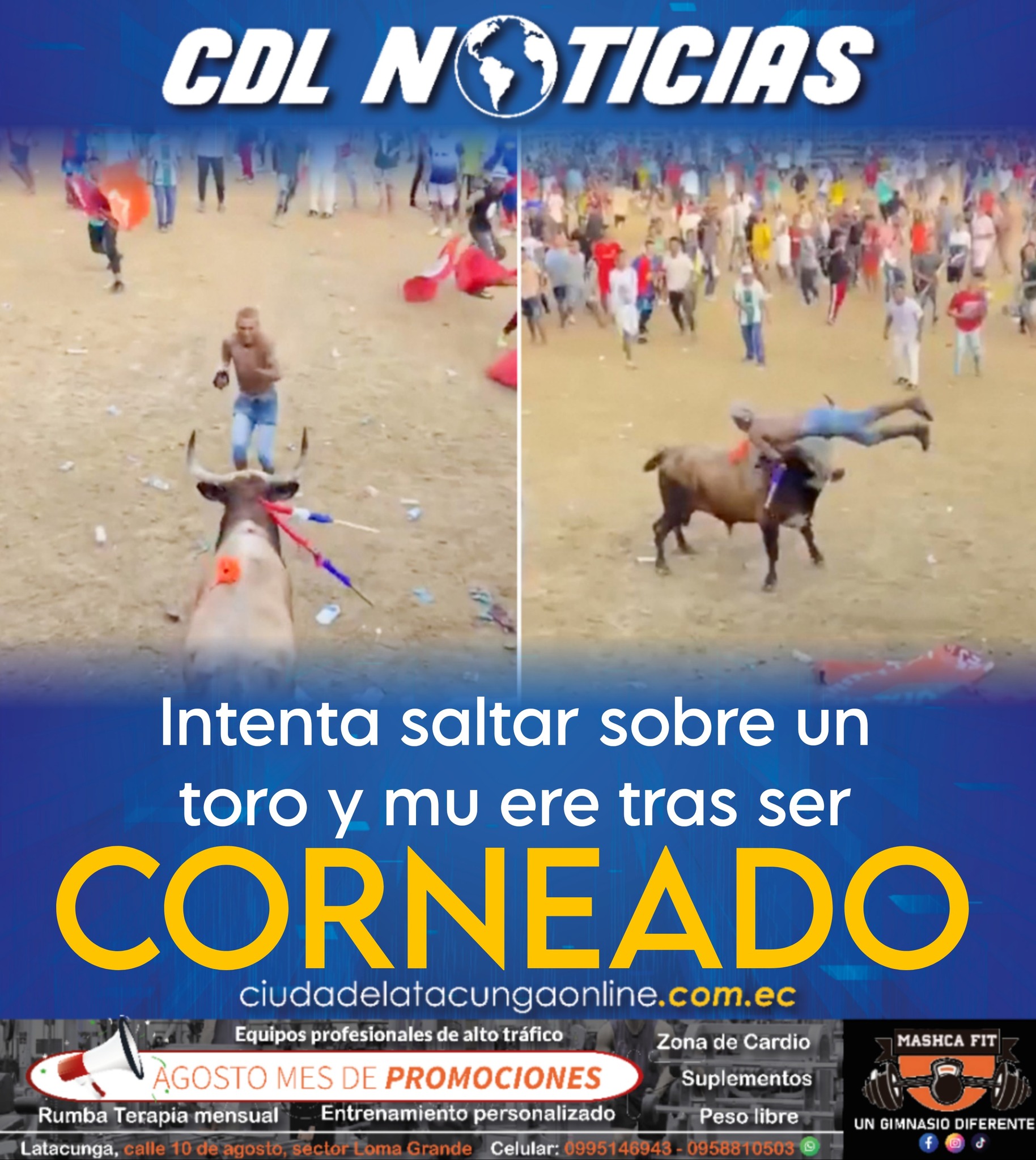 Intenta saltar sobre un toro y mu ere tras ser corneado