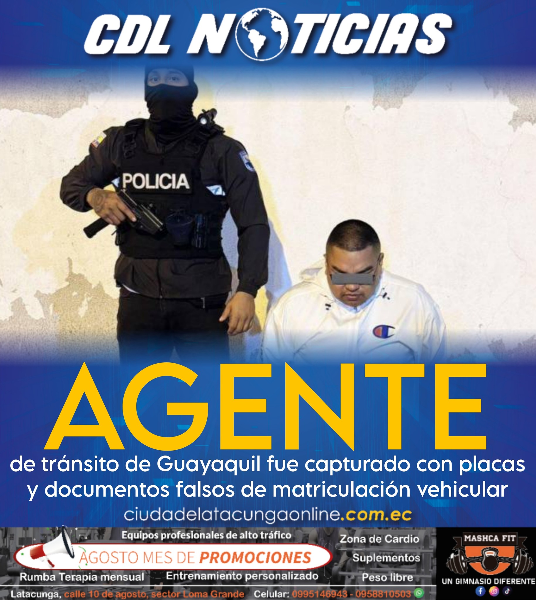 Agente de tránsito de Guayaquil fue capturado con placas y documentos falsos de matriculación vehicular