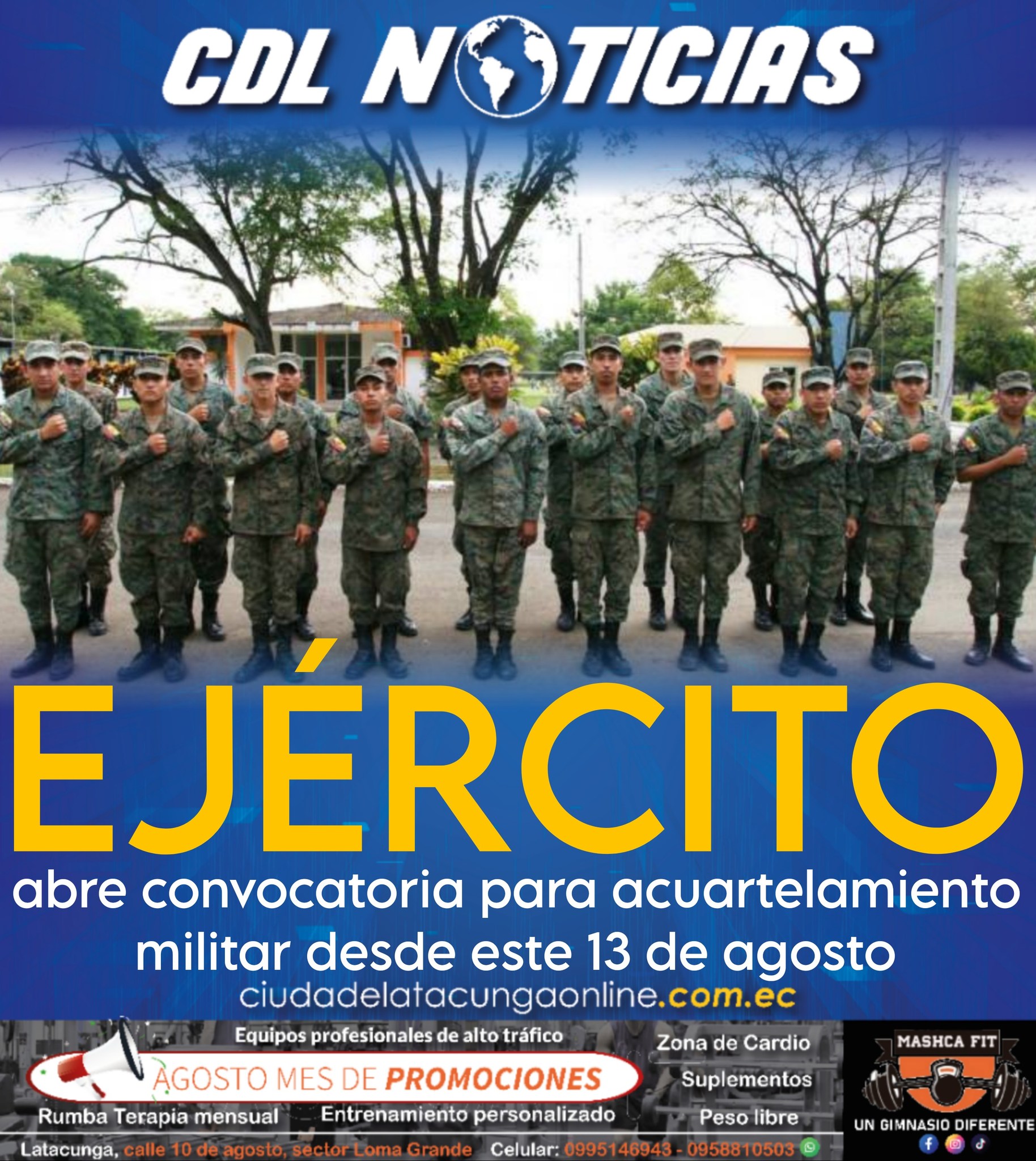 Ejército abre convocatoria para acuartelamiento militar desde este 13 de agosto
