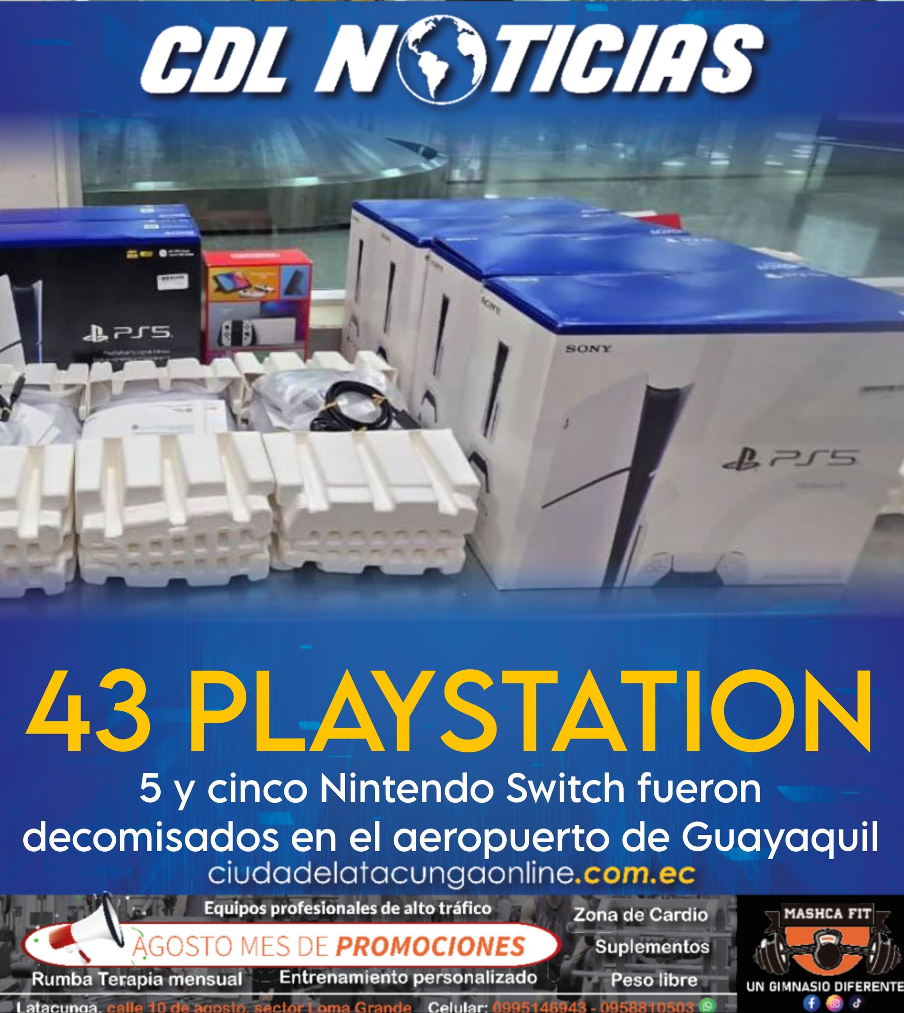 43 PlayStation 5 y cinco Nintendo Switch fueron decomisados en el aeropuerto de Guayaquil