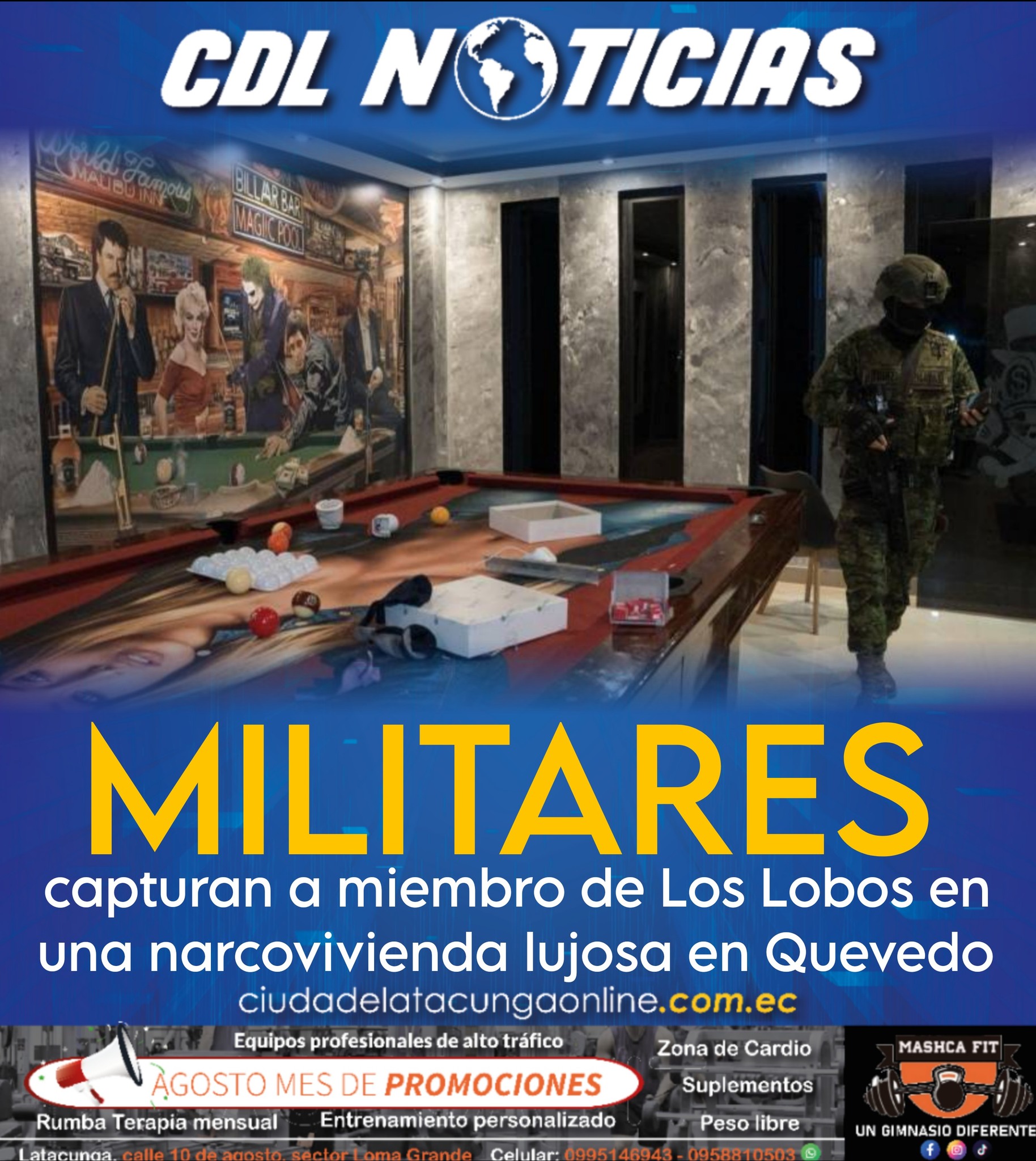 Militares capturan a miembro de Los Lobos en una narcovivienda lujosa en Quevedo