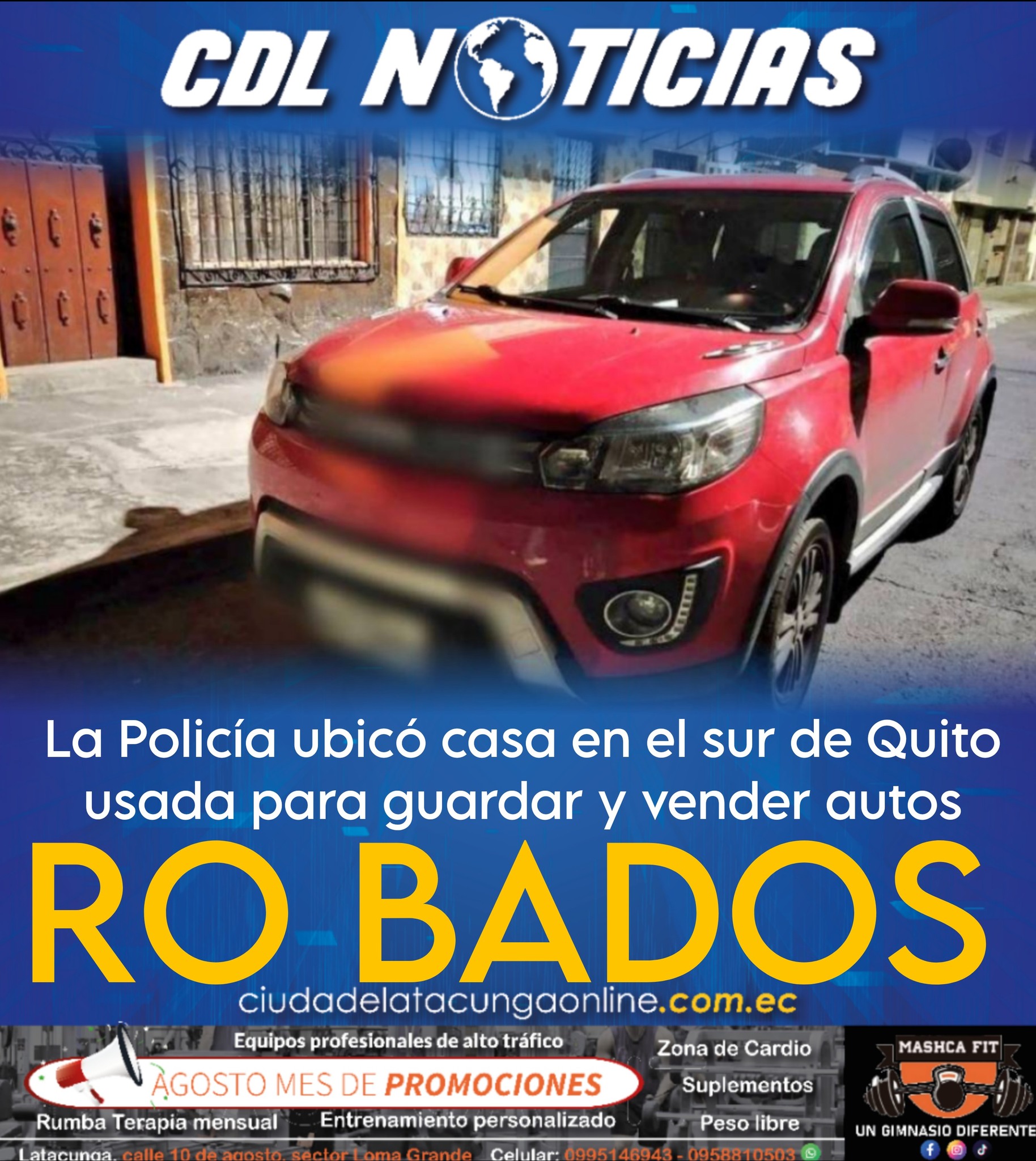 La Policía ubicó casa en el sur de Quito usada para guardar y vender autos rob ados