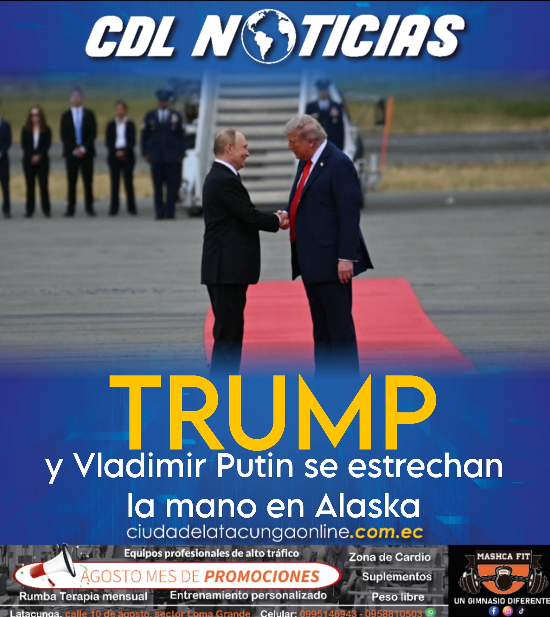 Donald Trump y Vladimir Putin se estrechan la mano en Alaska
