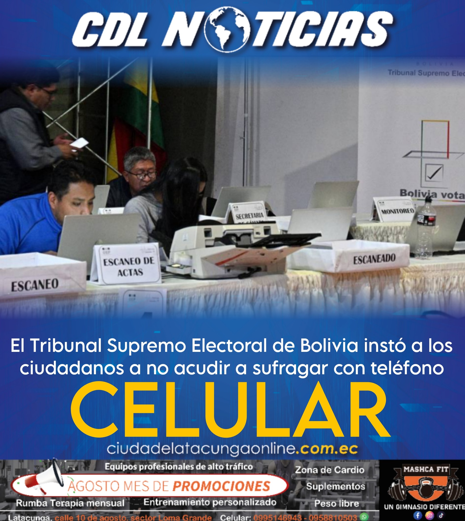 El Tribunal Supremo Electoral de Bolivia instó a los ciudadanos a no acudir a sufragar con teléfono celular