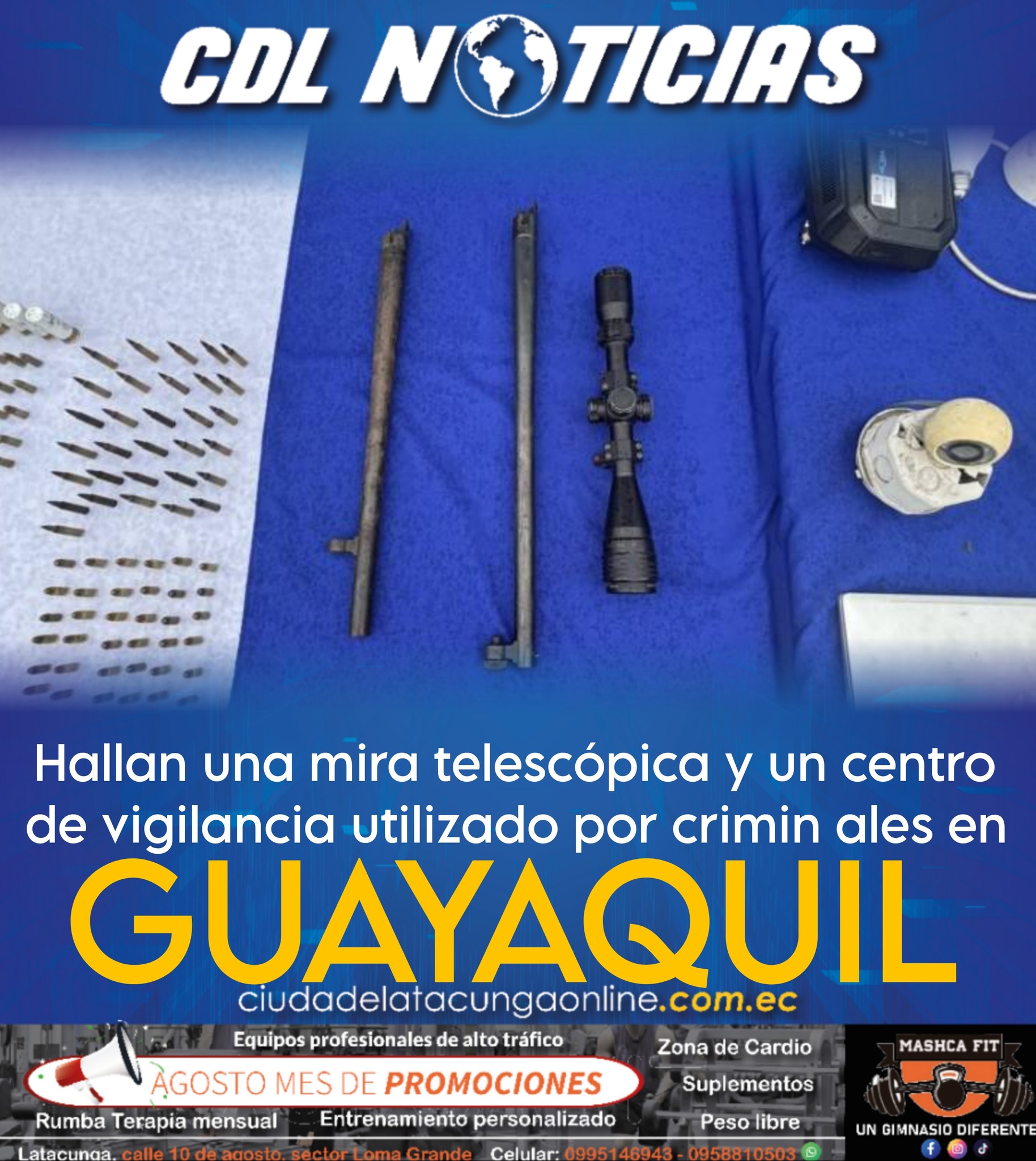 Hallan una mira telescópica y un centro de vigilancia utilizado por crim inales en Guayaquil
