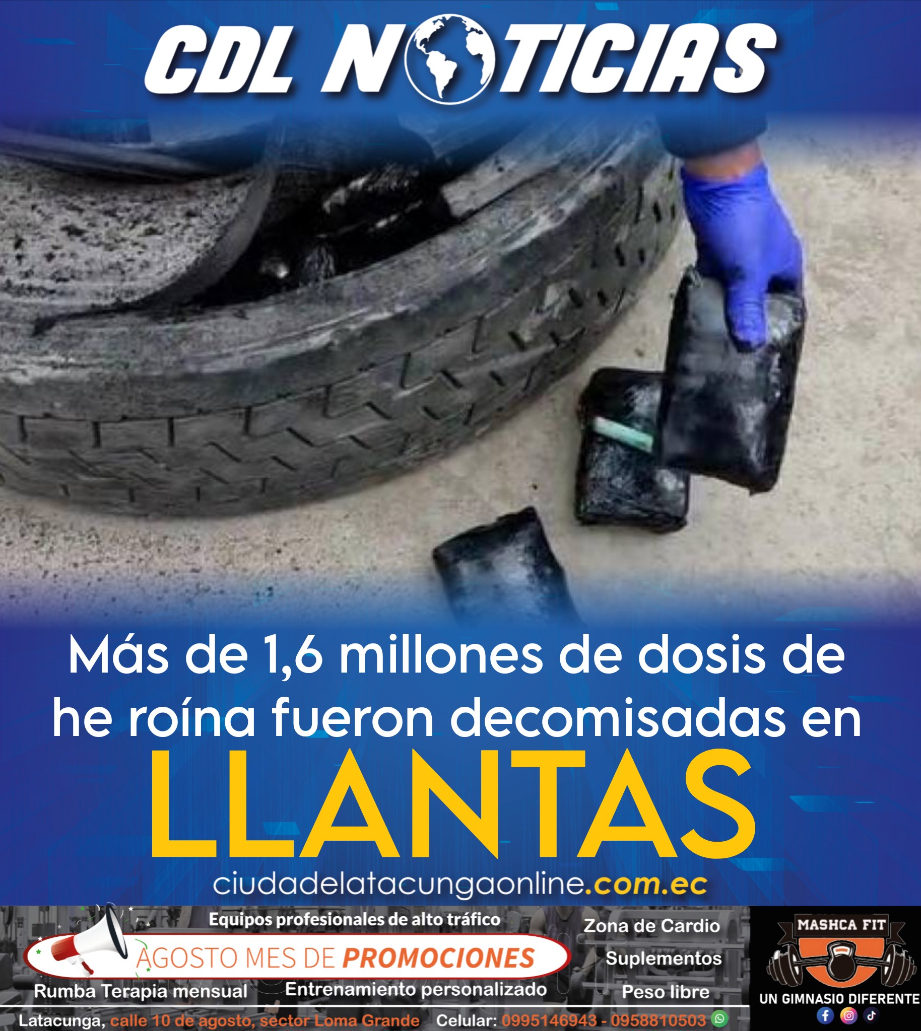 Más de 1,6 millones de dosis de he roína fueron decomisadas en llantas