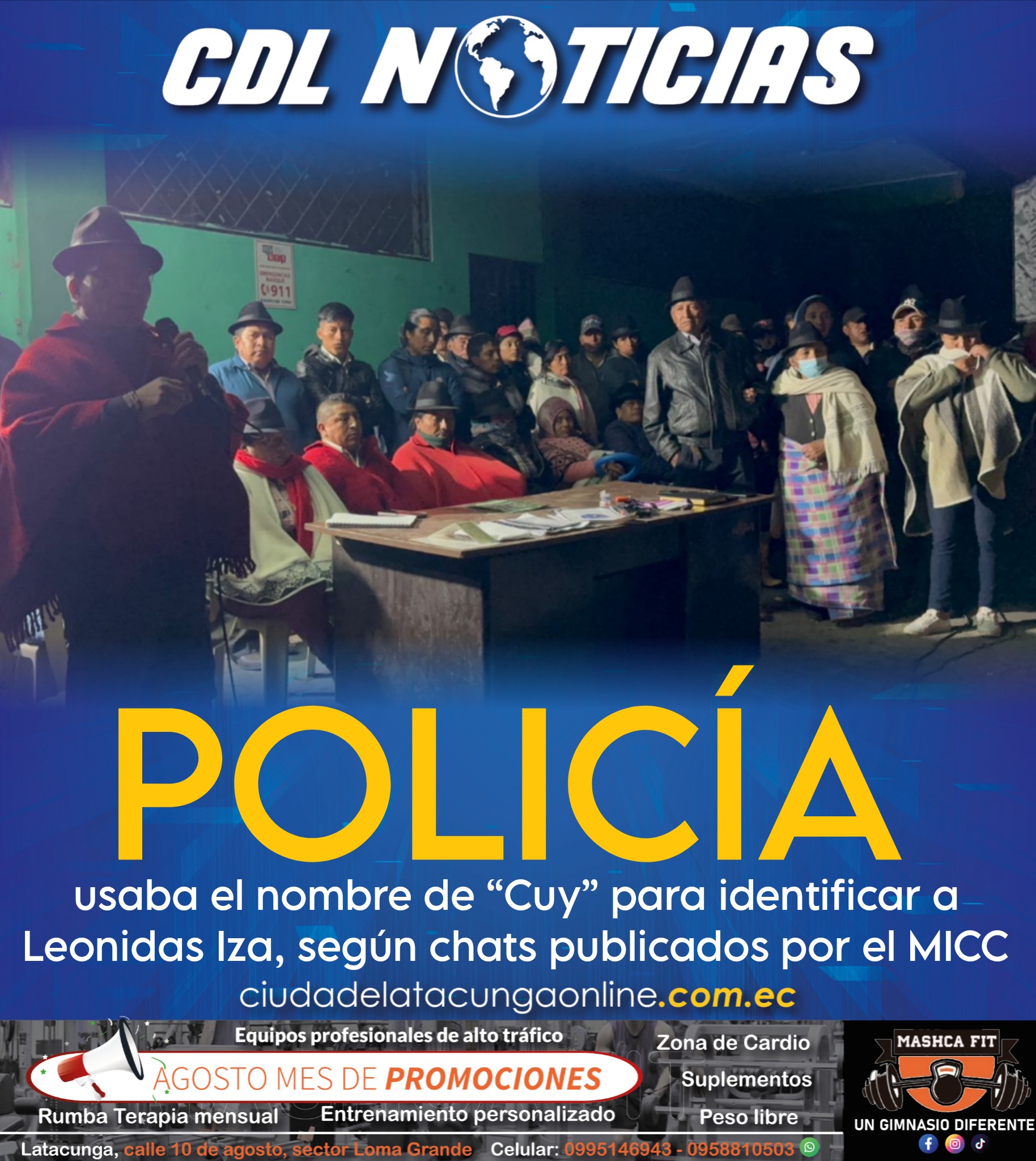 Policía usaba el nombre de “Cuy” para identificar a Leonidas Iza, según chats publicados por el MICC