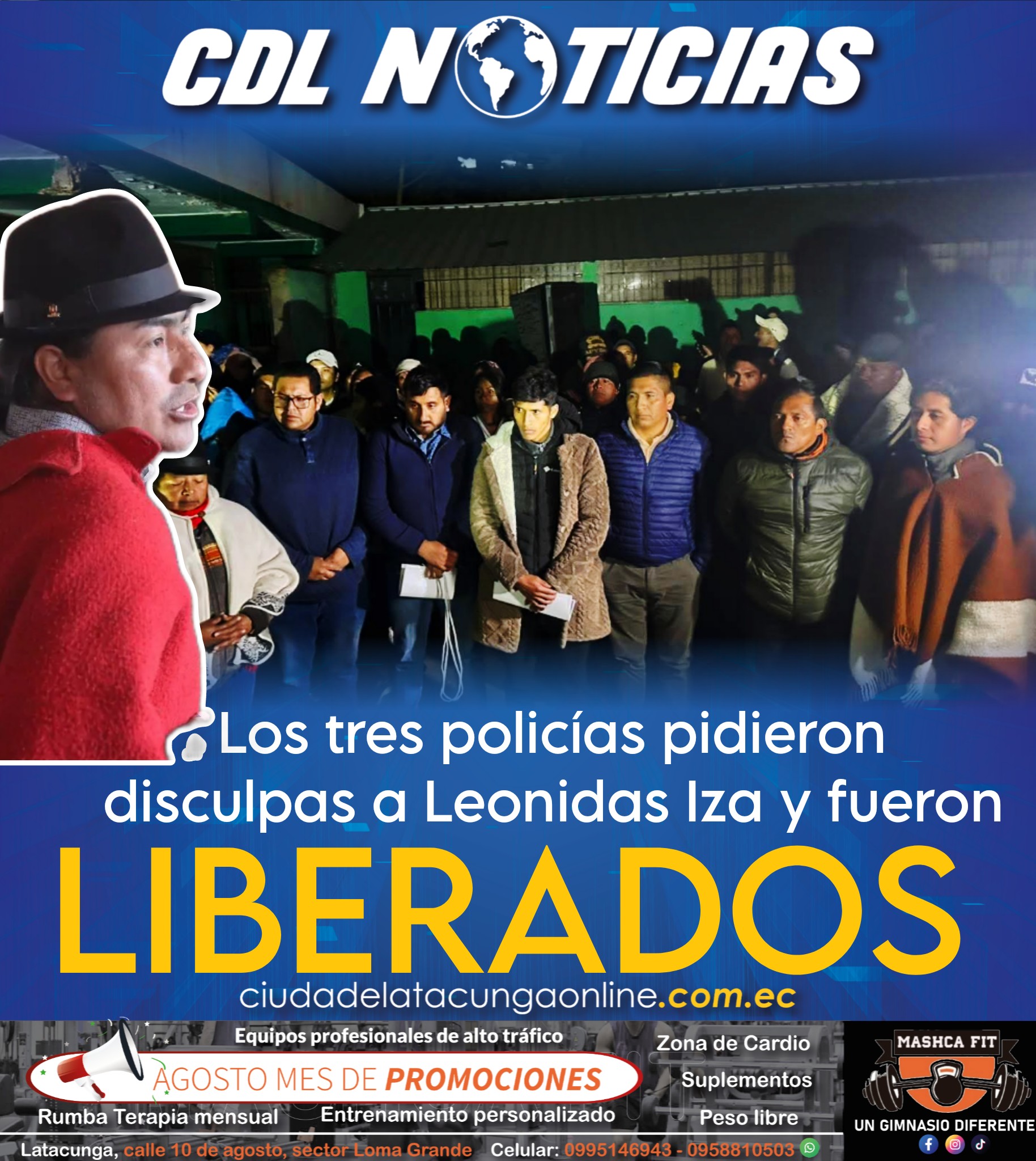 Los tres policías pidieron disculpas a Leonidas Iza y fueron liberados