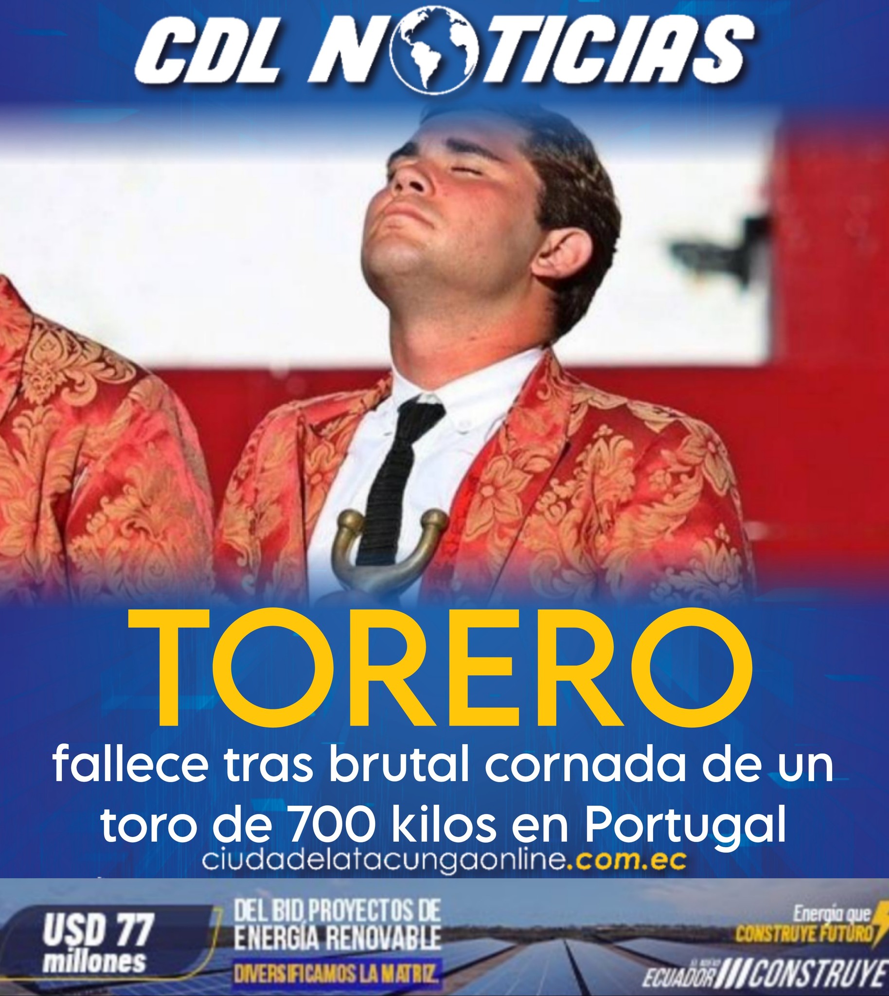 Torero fallece tras brutal cornada de un toro de 700 kilos en Portugal