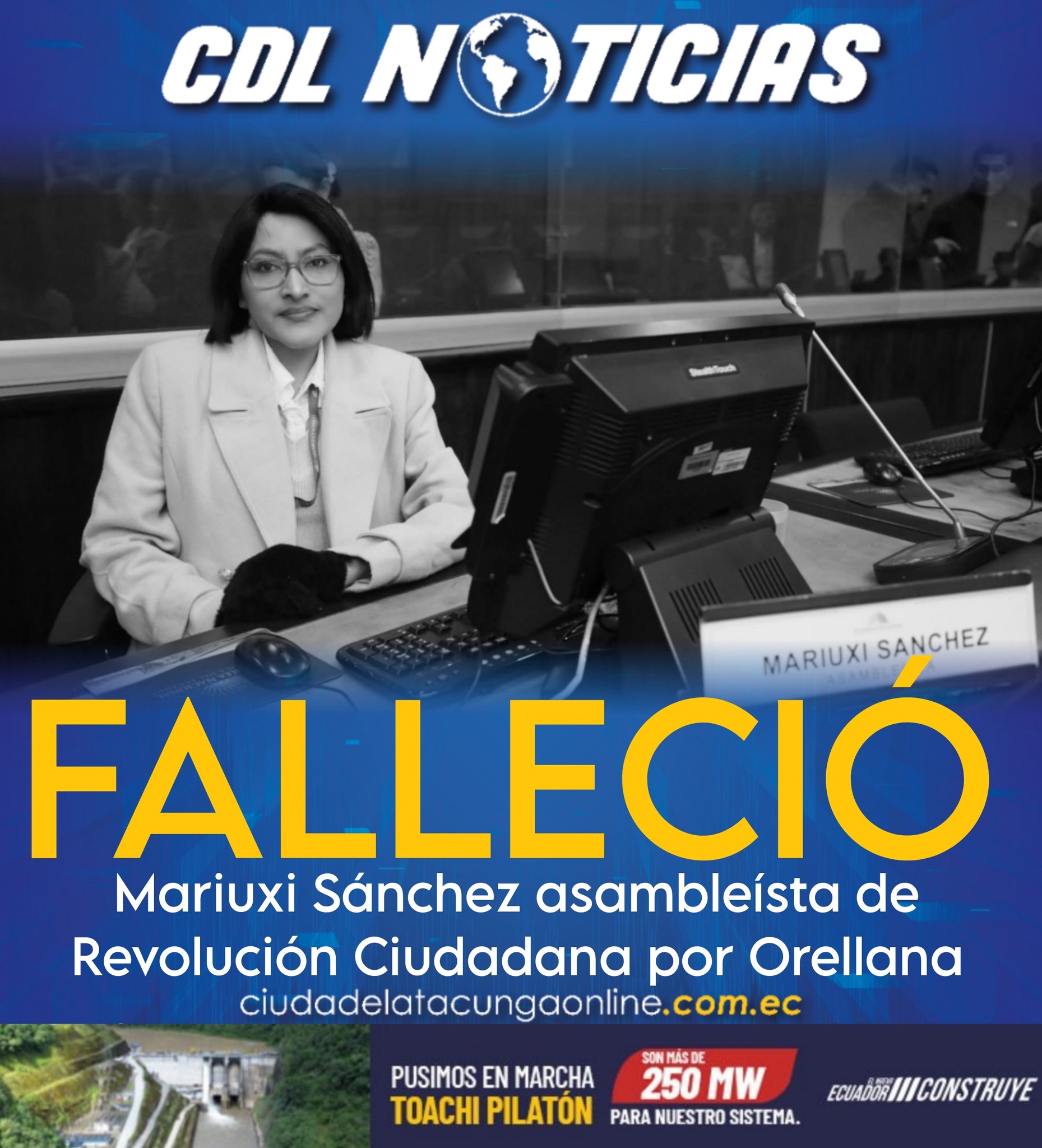 Falleció Mariuxi Sánchez asambleísta de Revolución Ciudadana por Orellana