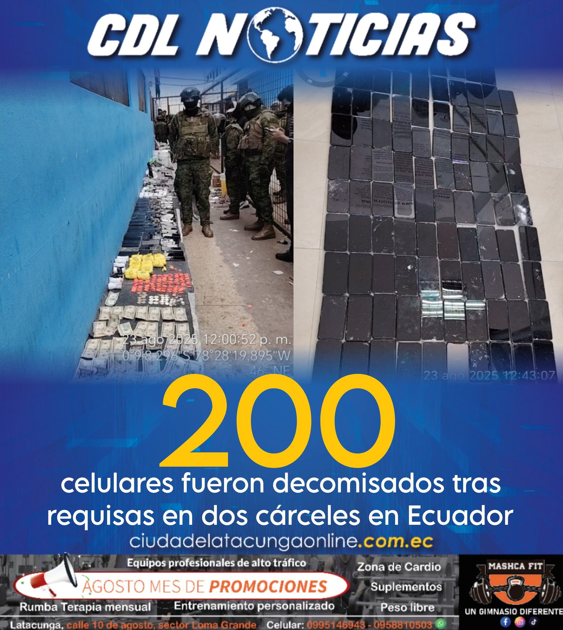 200 celulares fueron decomisados tras requisas en dos cárceles en Ecuador