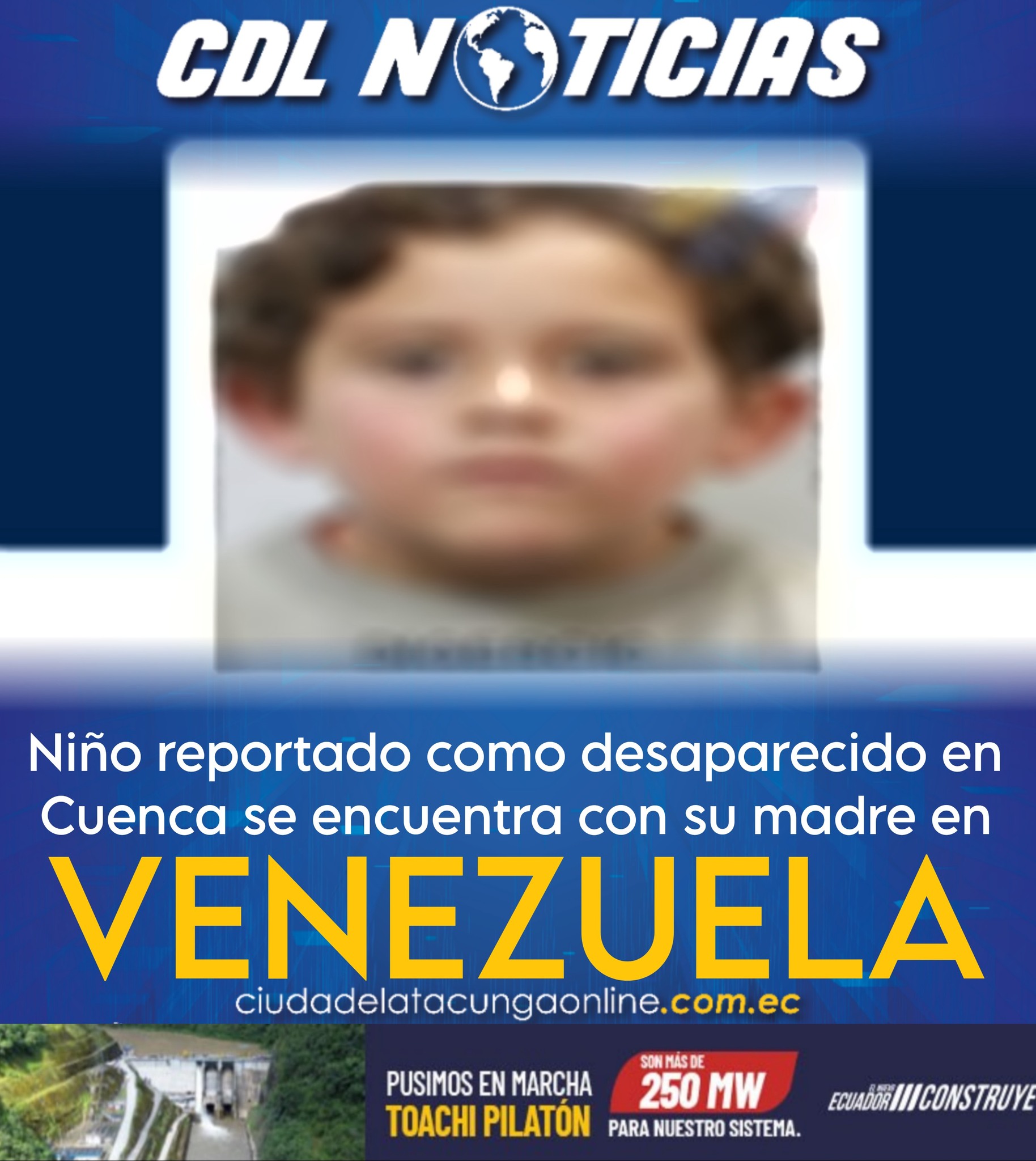 Niño reportado como desaparecido en Cuenca se encuentra con su madre en Venezuela