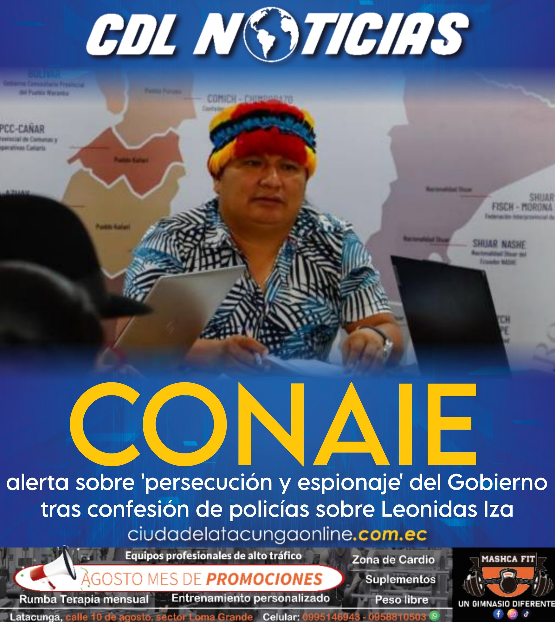 Conaie alerta sobre ‘persecución y espionaje’ del Gobierno tras confesión de policías sobre Leonidas Iza