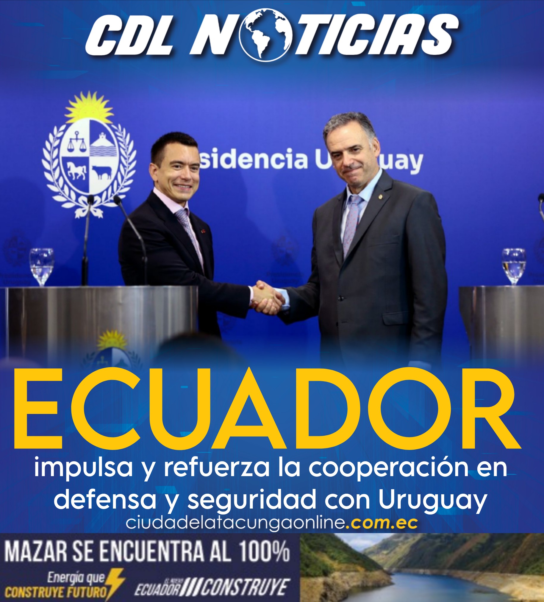 Ecuador impulsa y refuerza la cooperación en defensa y seguridad con Uruguay.