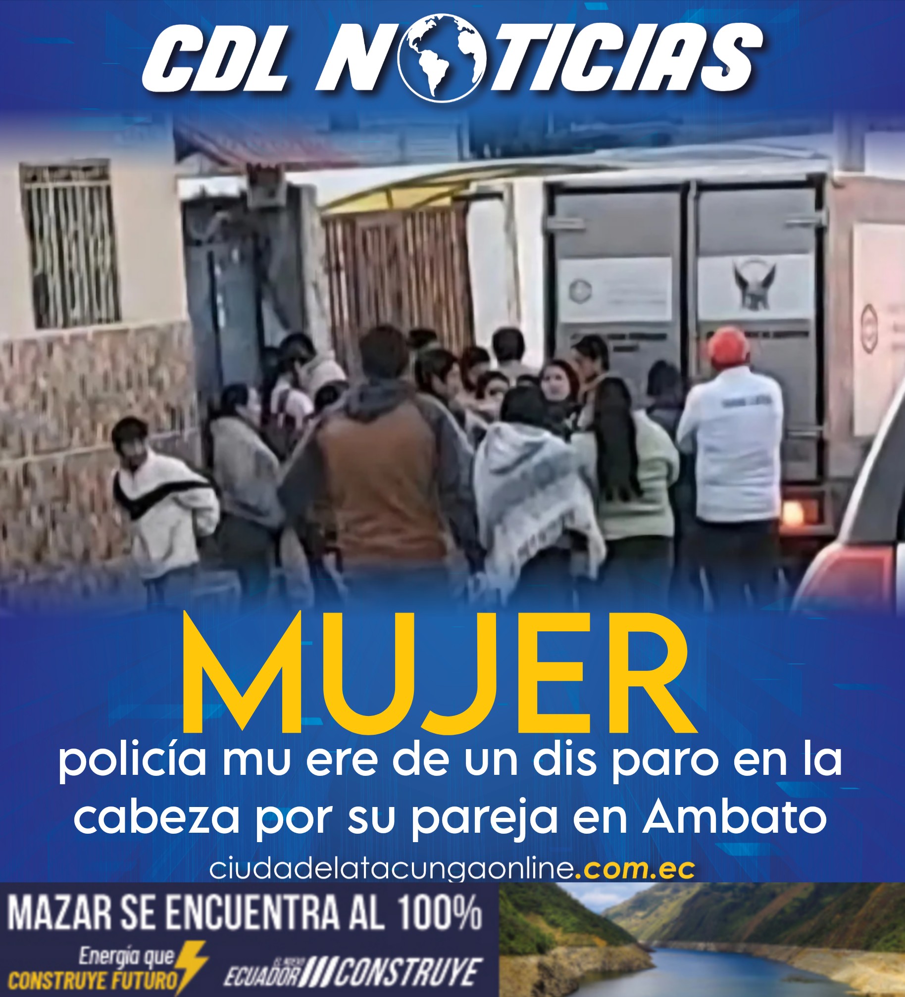 Mujer policía mu ere de un dis paro en la cabeza por su pareja en Ambato