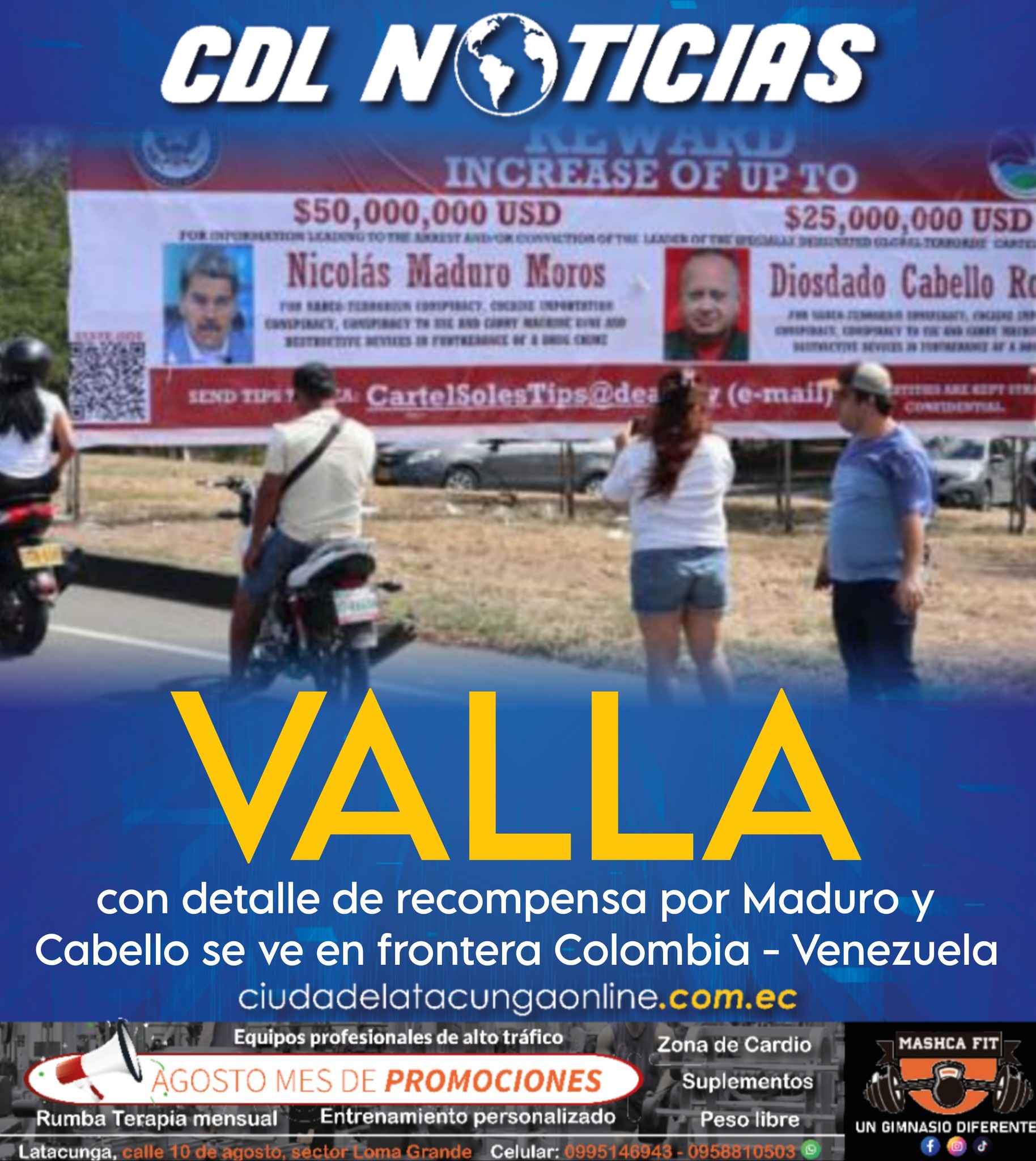Valla con detalle de recompensa por Maduro y Cabello se ve en frontera Colombia – Venezuela
