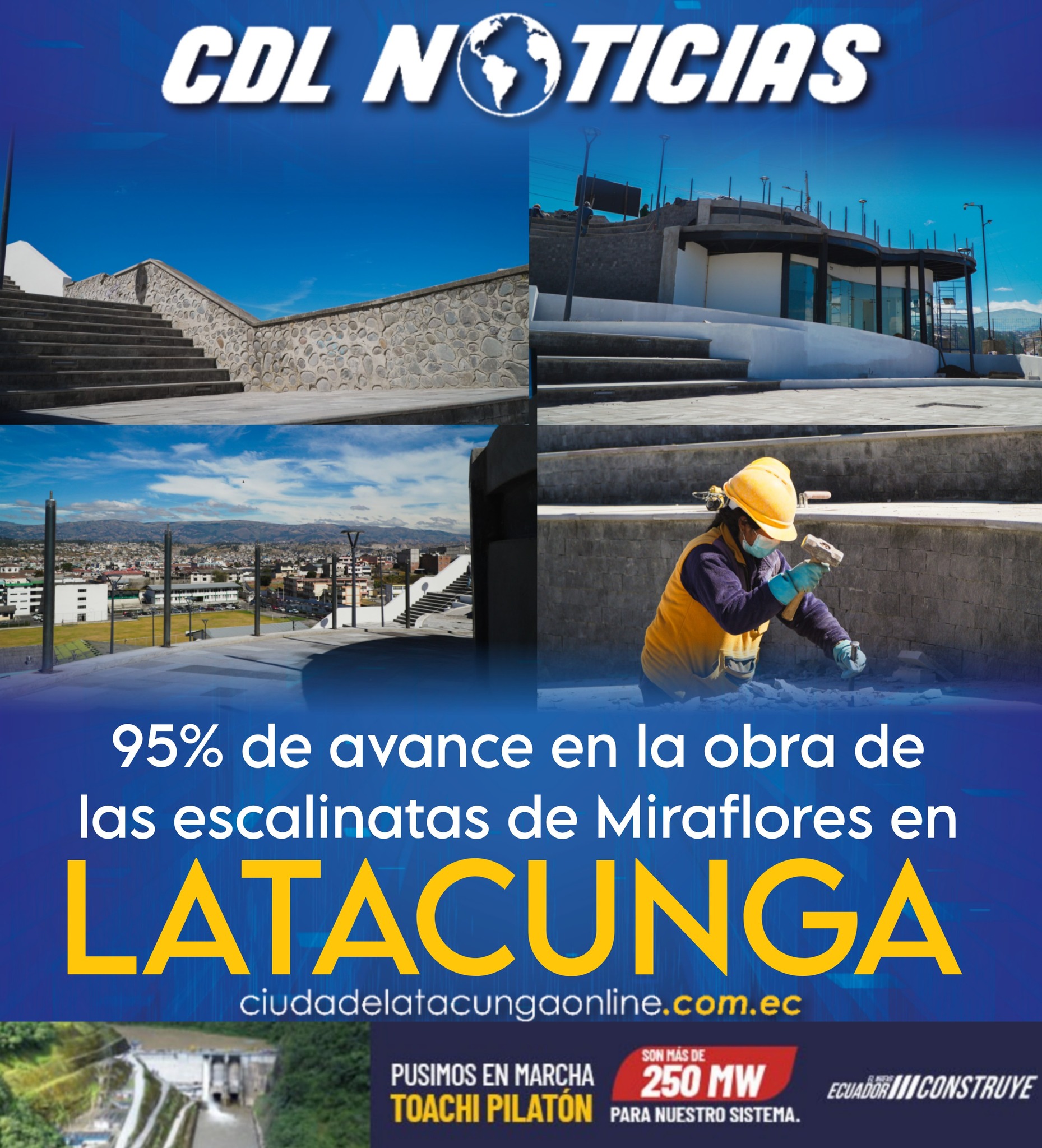 95% de avance en la obra de las escalinatas de Miraflores en Latacunga
