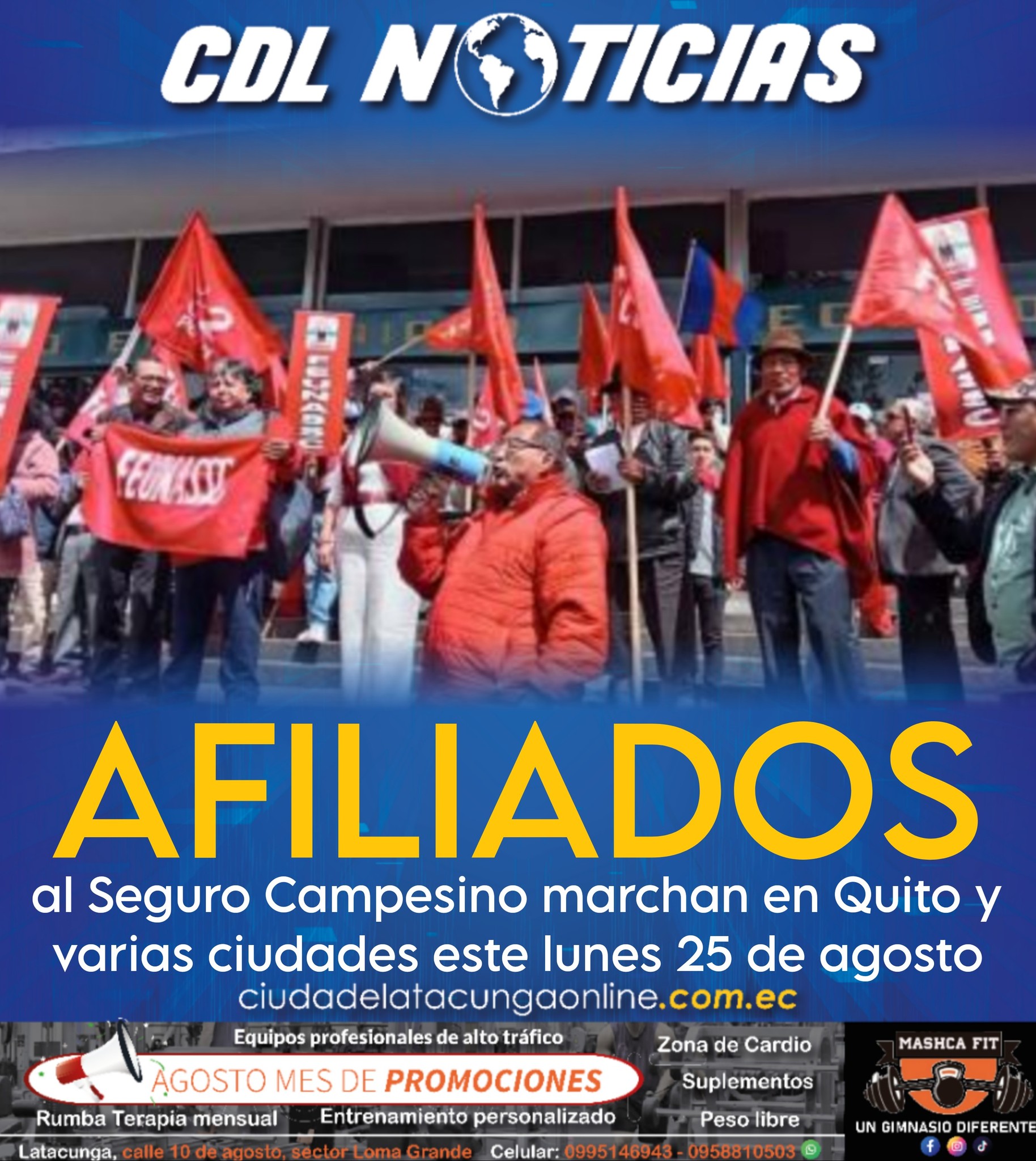 Afiliados al Seguro Campesino marchan en Quito y varias ciudades este lunes 25 de agosto