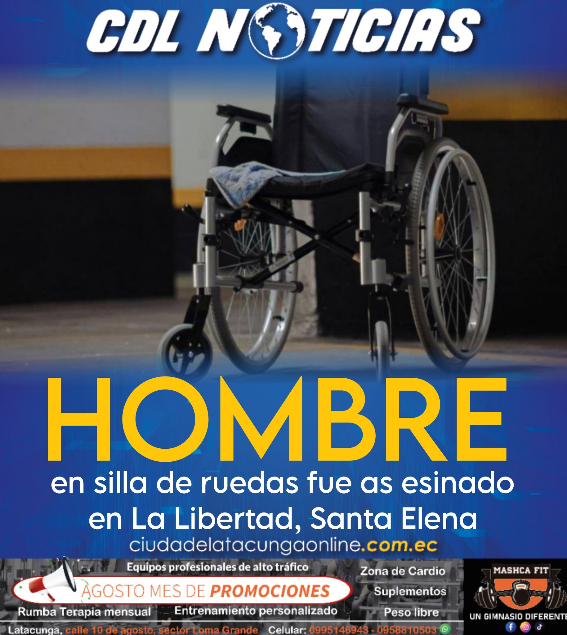 Un hombre en silla de ruedas fue as esinado en La Libertad, Santa Elena