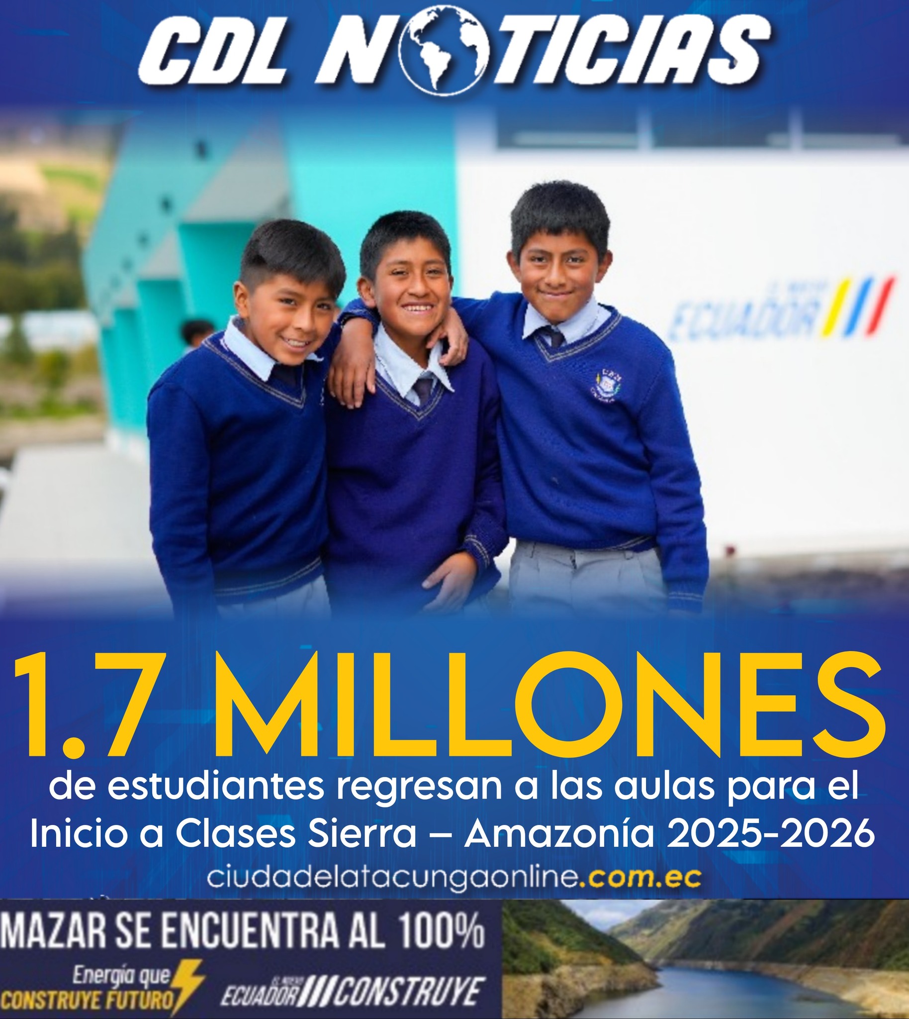 1.7 millones de estudiantes regresan a las aulas para el Inicio a Clases Sierra – Amazonía 2025-2026