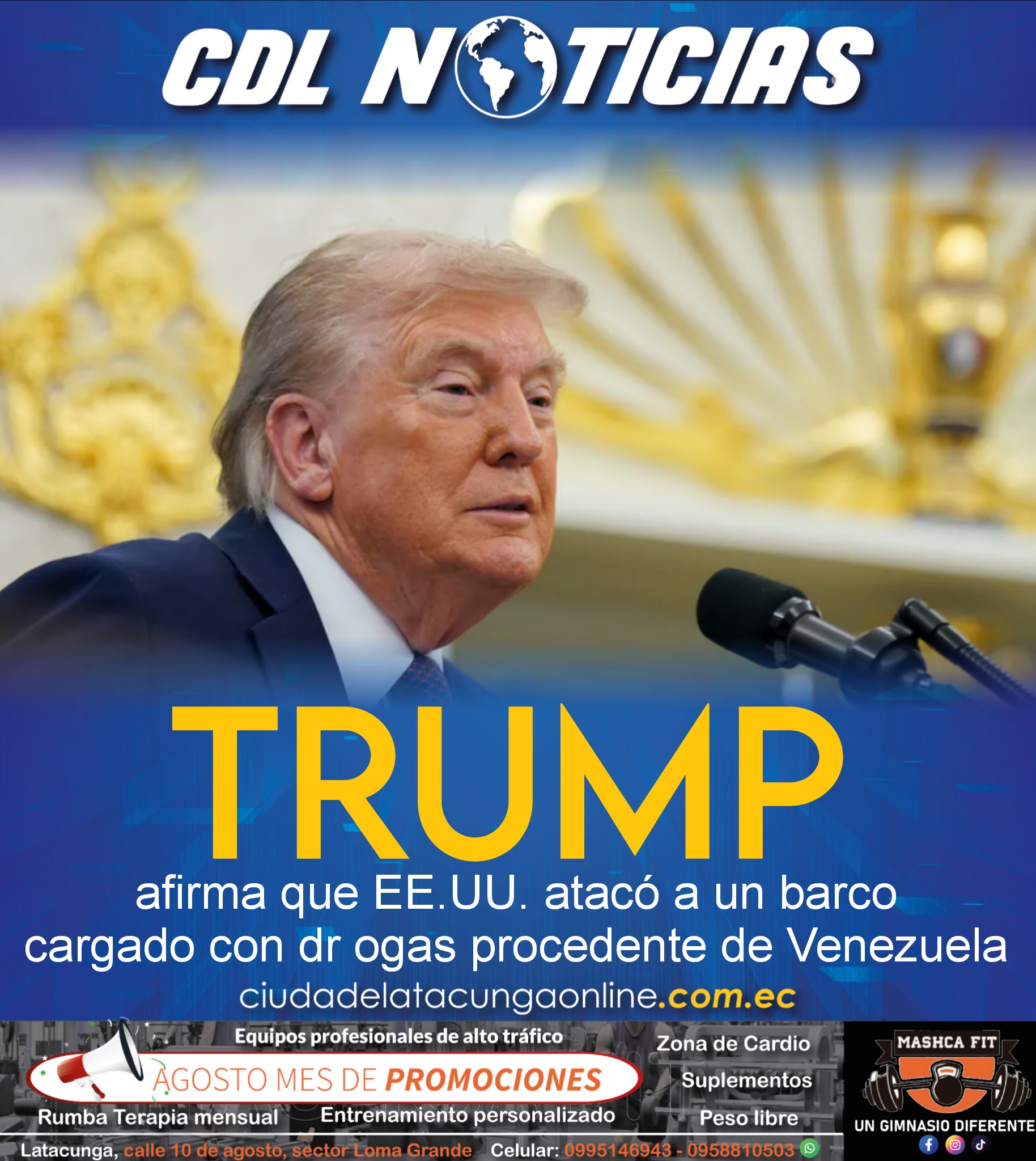 Trump afirma que EE.UU. atacó a un barcocargado con dr ogas procedente de Venezuela