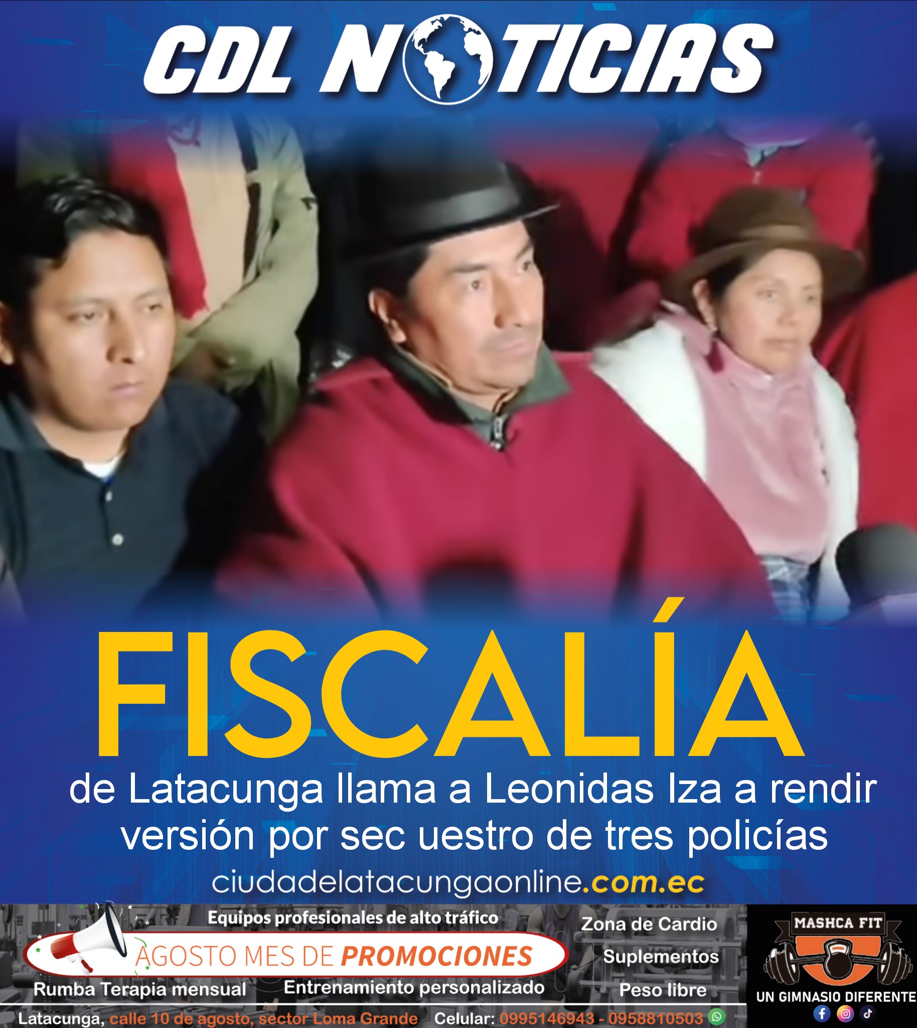 Fiscalía de Latacunga llama a Leonidas Iza a rendir versión por sec uestro de tres policías