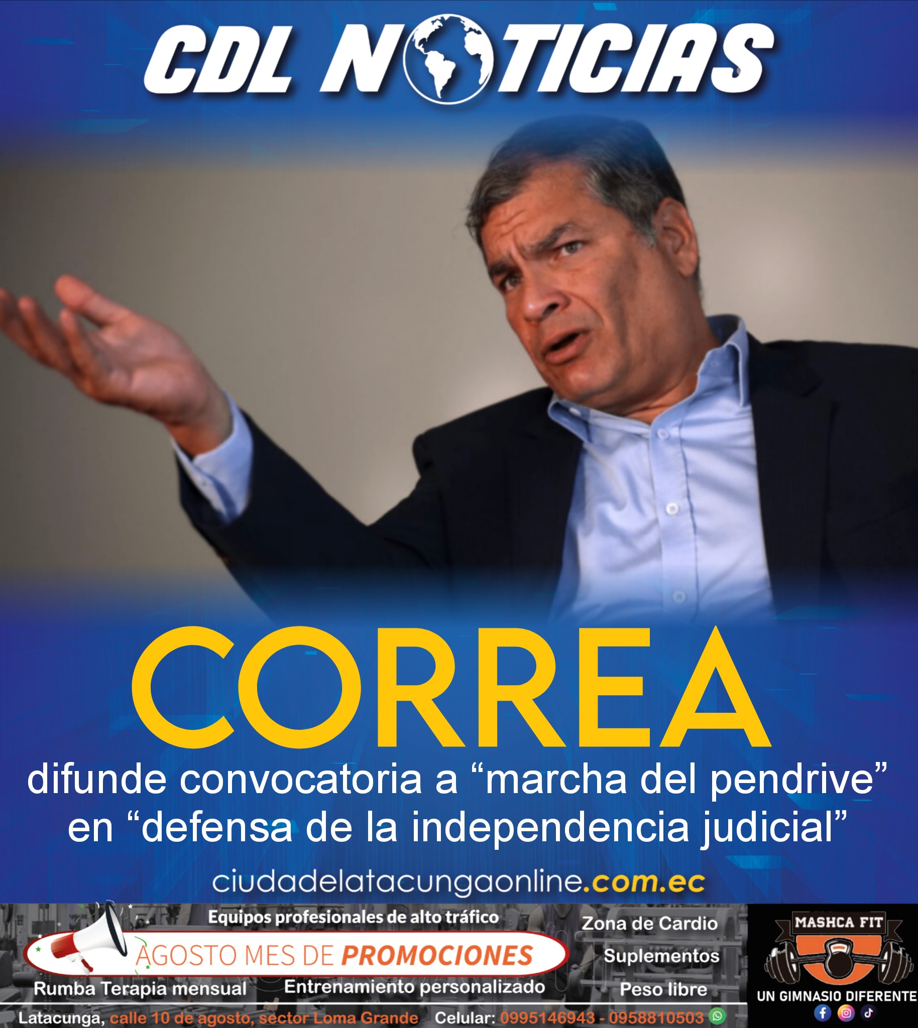 Rafael Correa difunde convocatoria a “marcha del pendrive” en “defensa de la independencia judicial”