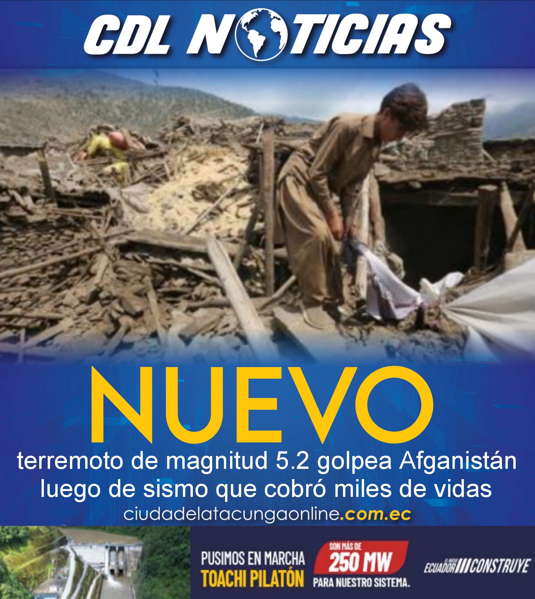 Un nuevo terremoto de magnitud 5.2 golpea Afganistán luego de sismo que cobró miles de vidas