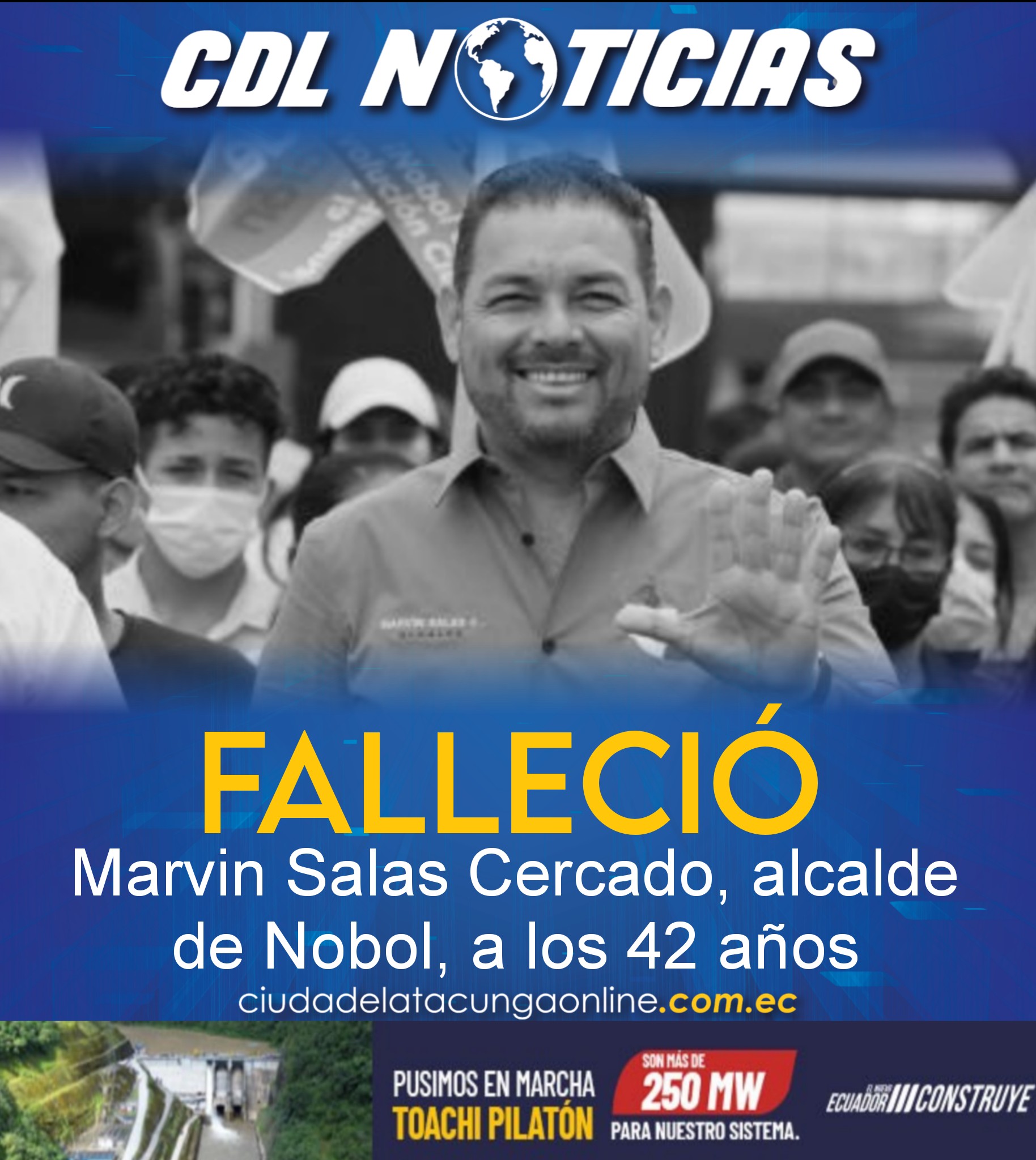 Falleció Marvin Salas Cercado, alcalde de Nobol, a los 42 años este miércoles 3 de septiembre