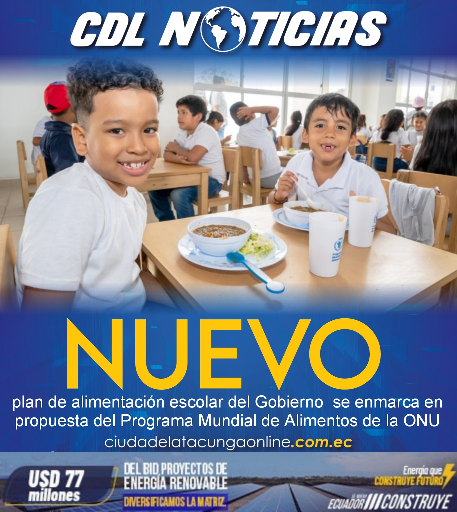 Nuevo plan de alimentación escolar del Gobierno se enmarca en propuesta del Programa Mundial de Alimentos de la ONU