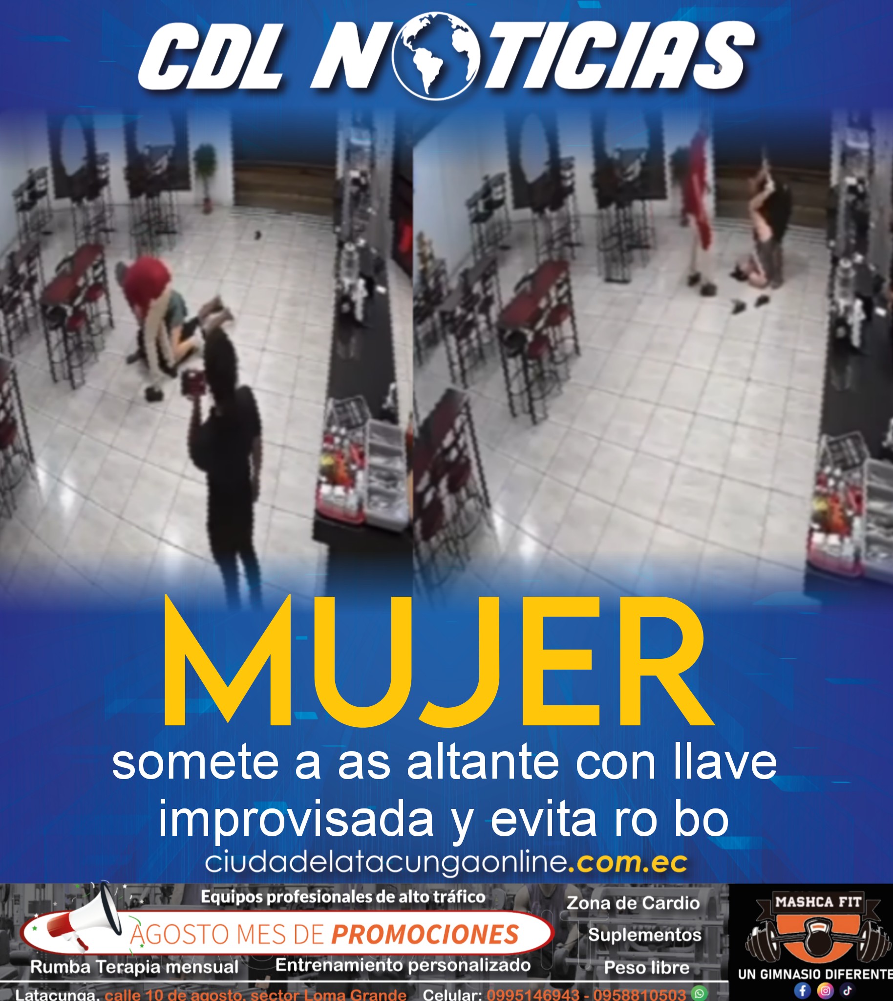 Costa Rica: Mujer somete a as altante con llave improvisada y evita ro bo