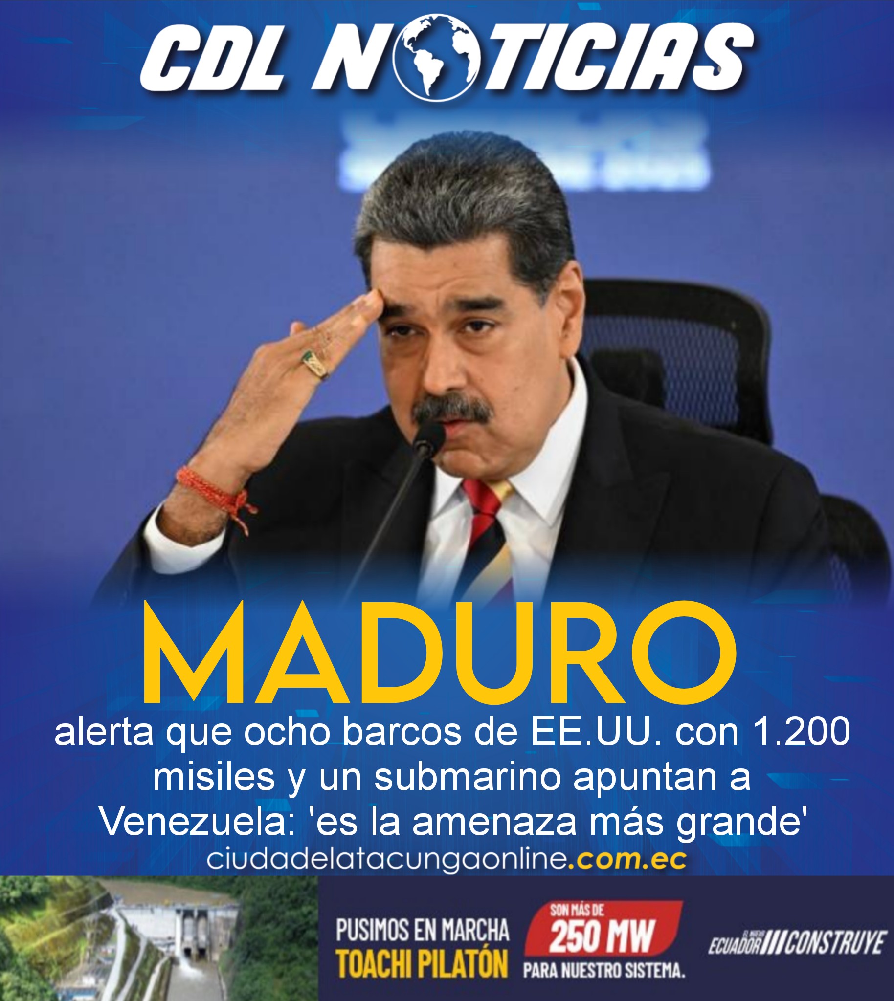 Maduro alerta que ocho barcos de EE.UU. con 1.200 misiles y un submarino apuntan a Venezuela: ‘es la amenaza más grande’