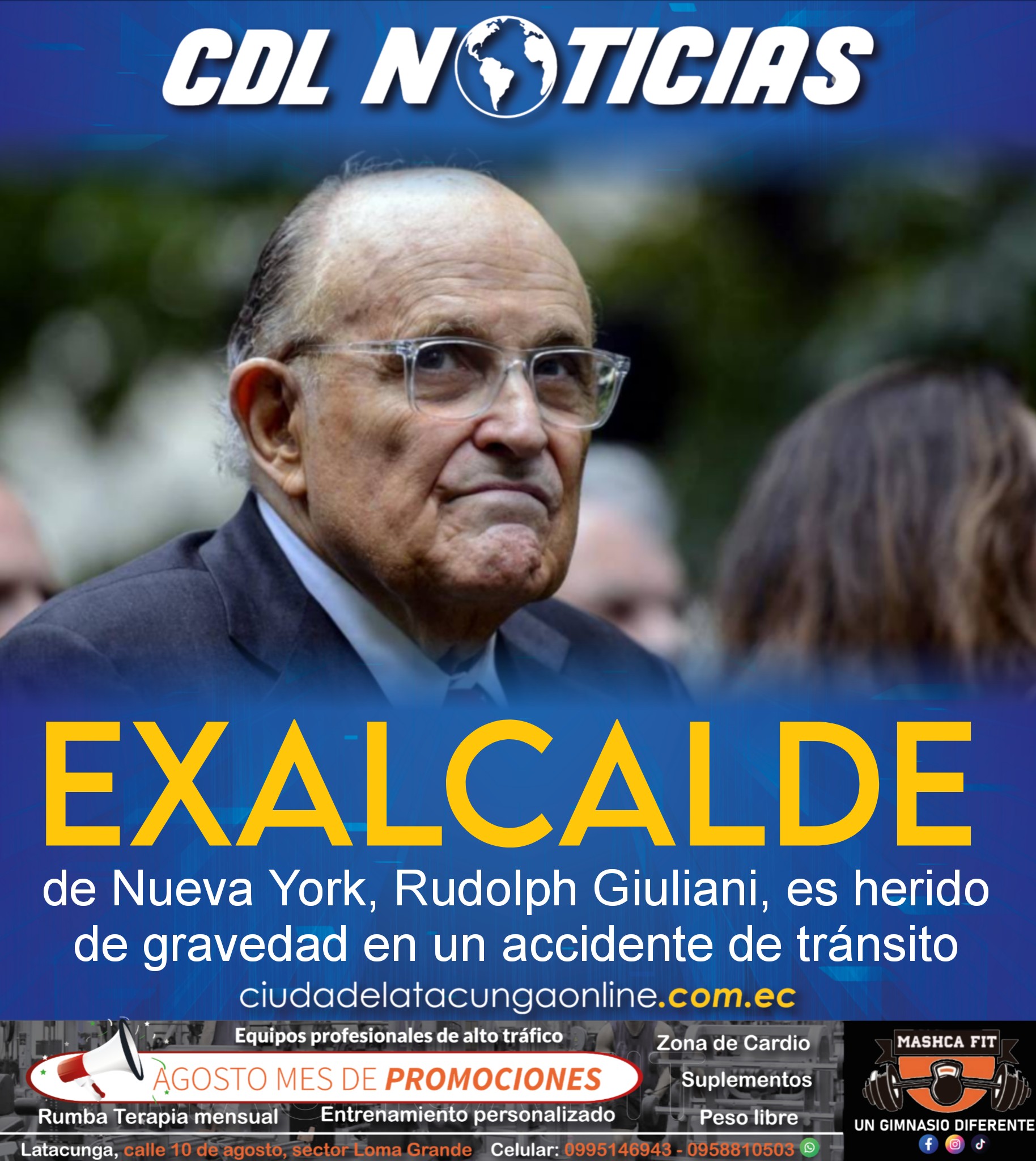 Exalcalde de Nueva York, Rudolph Giuliani, es herido de gravedad en un accidente de tránsito