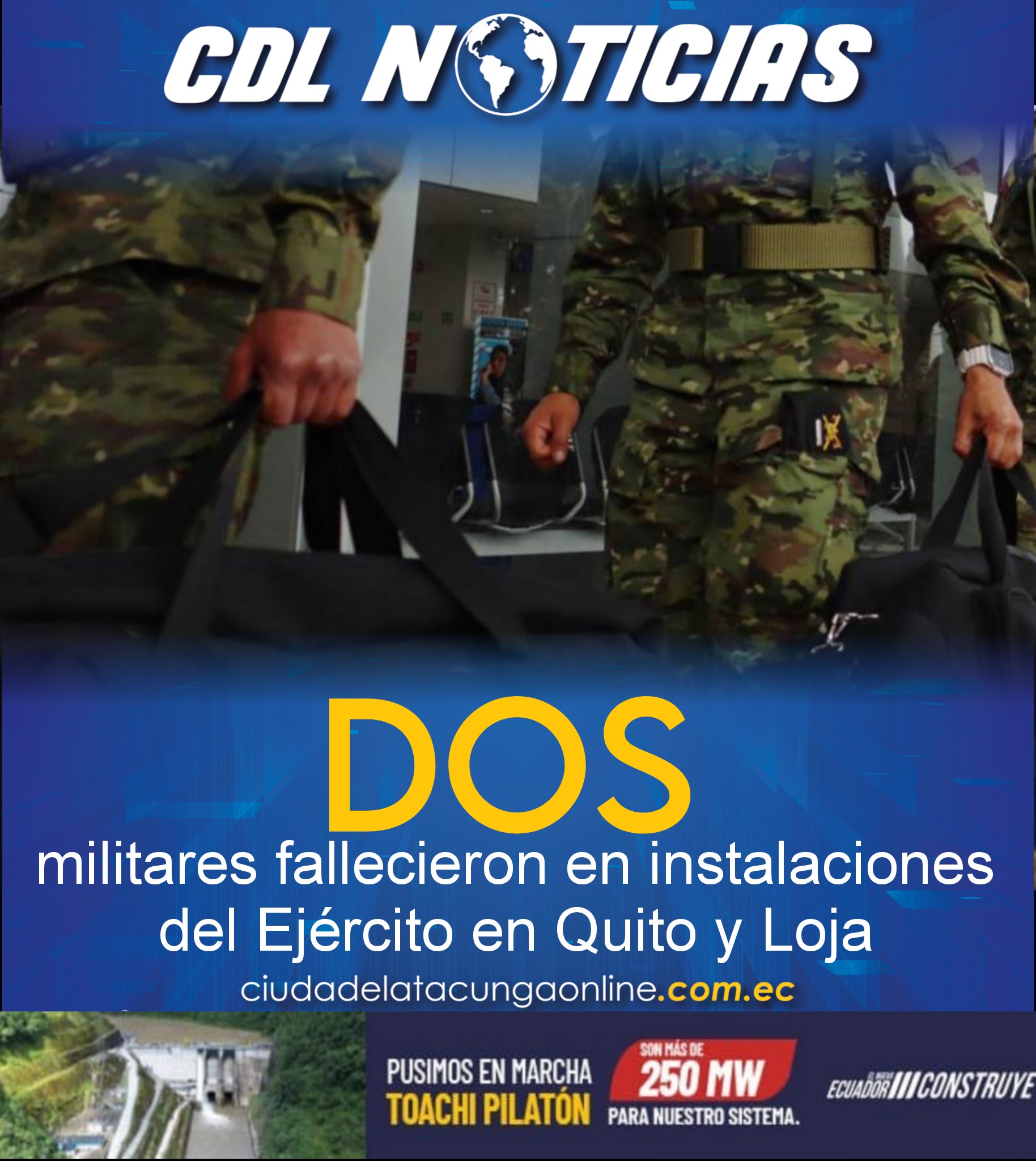 Dos militares fallecieron en instalaciones del Ejército en Quito y Loja