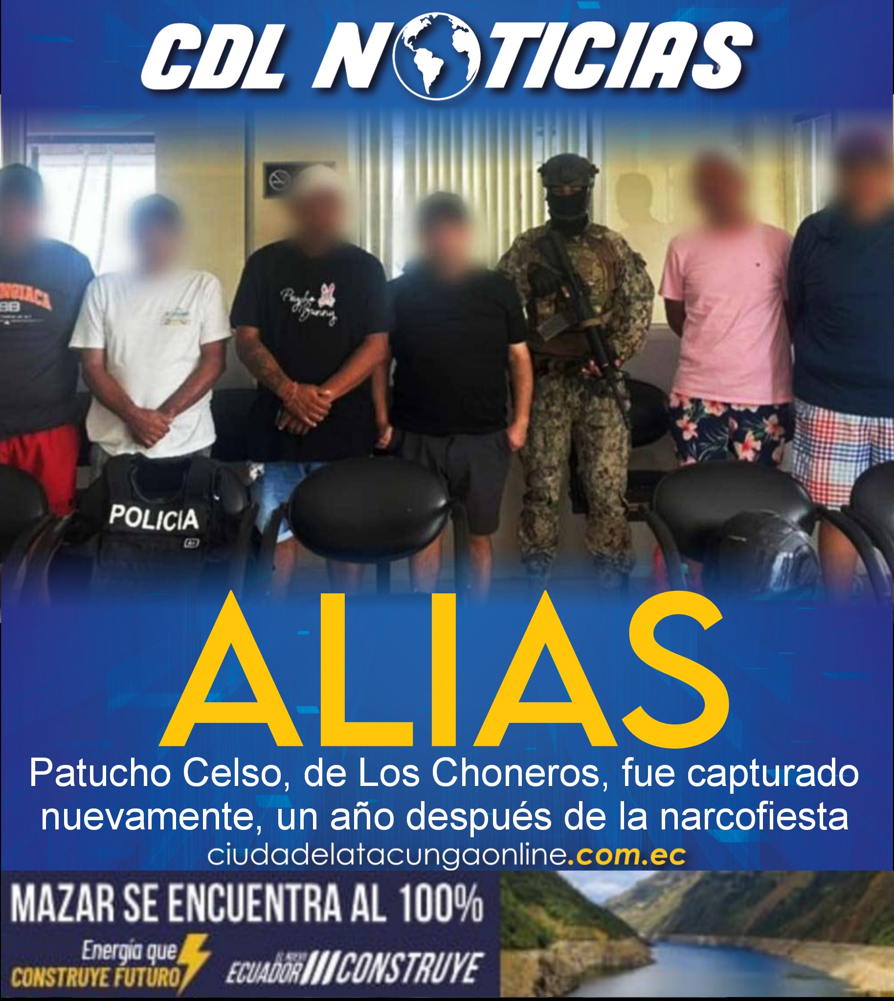 Alias Patucho Celso, de Los Choneros, fue capturado nuevamente, un año después de la narcofiesta