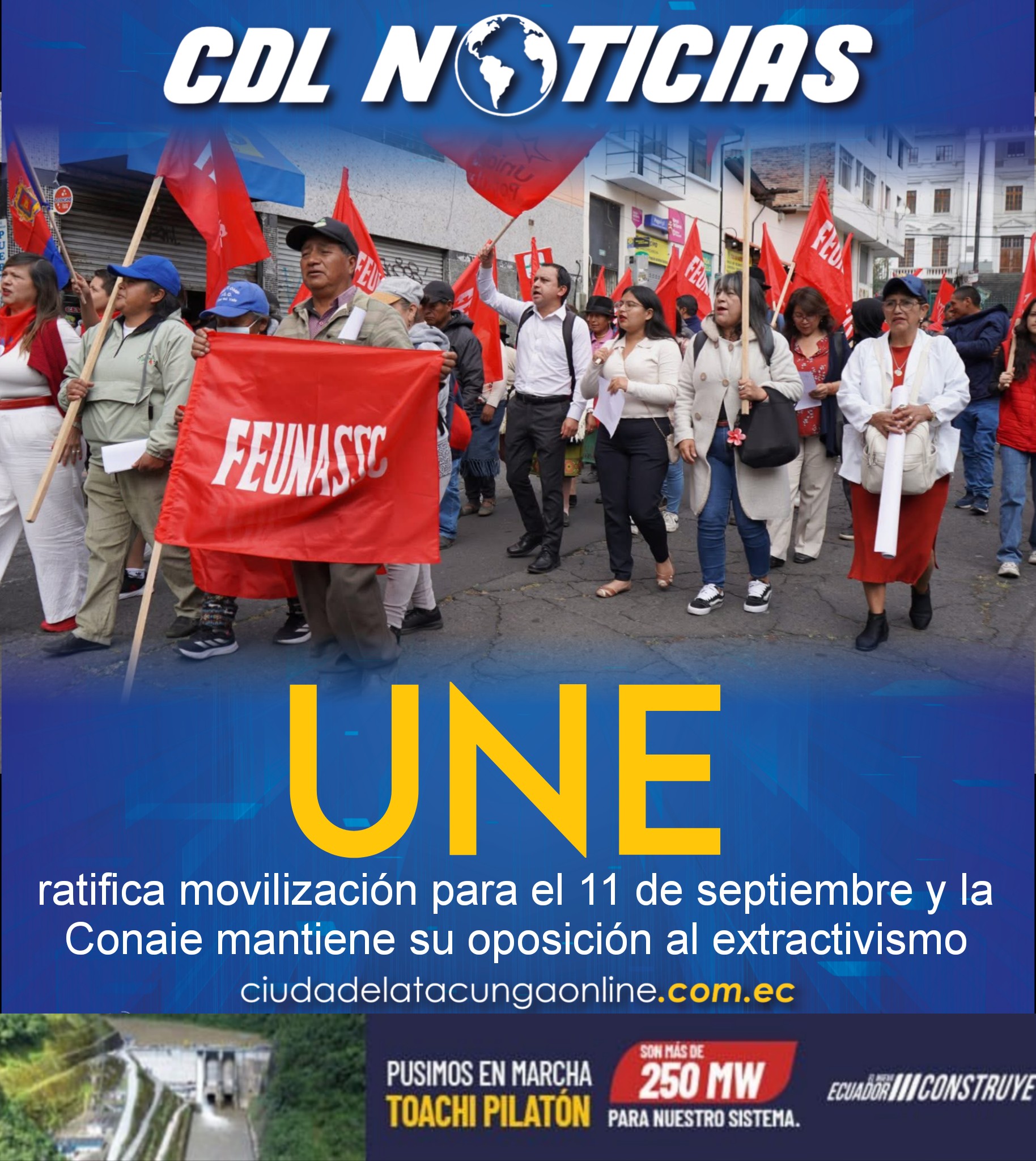 La UNE ratifica movilización para el 11 de septiembre y la Conaie mantiene su oposición al extractivismo