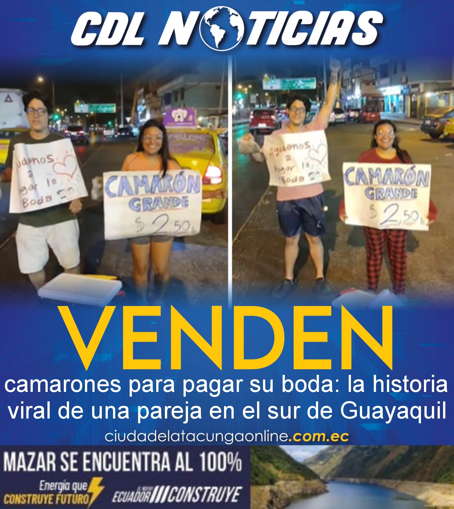 Venden camarones para pagar su boda: la historia viral de una pareja en el sur de Guayaquil