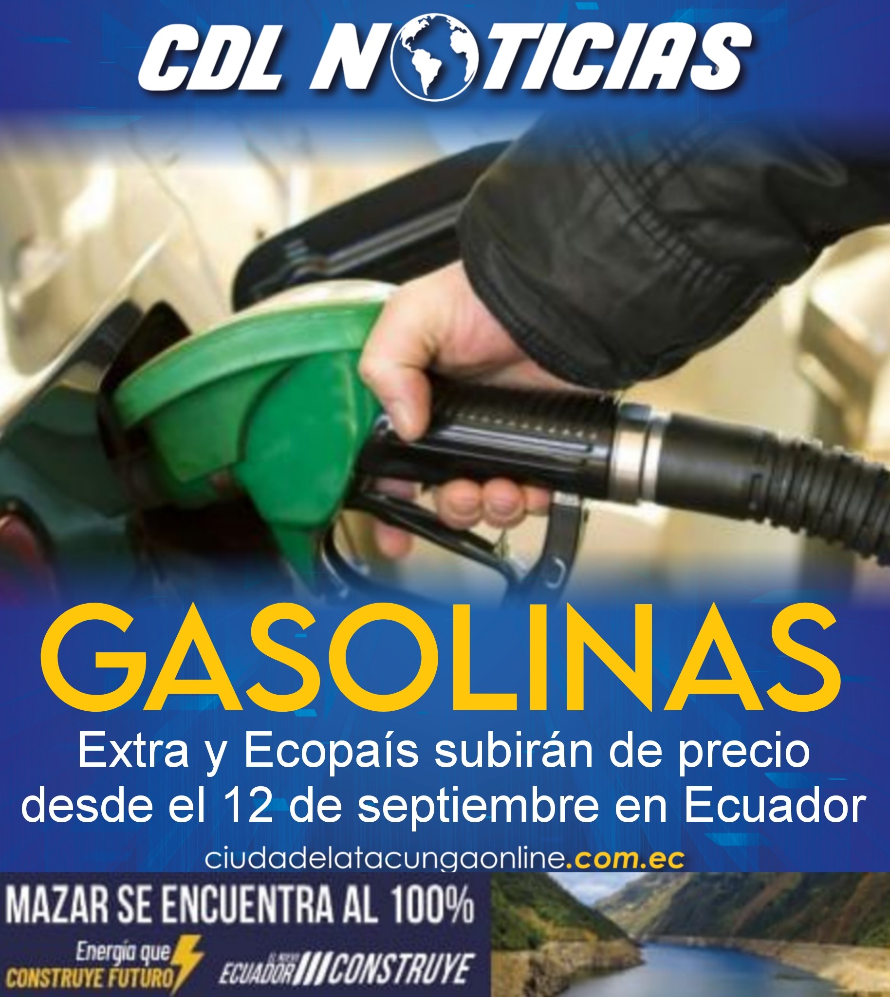 Las gasolinas Extra y Ecopaís subirán de precio desde el 12 de septiembre en Ecuador