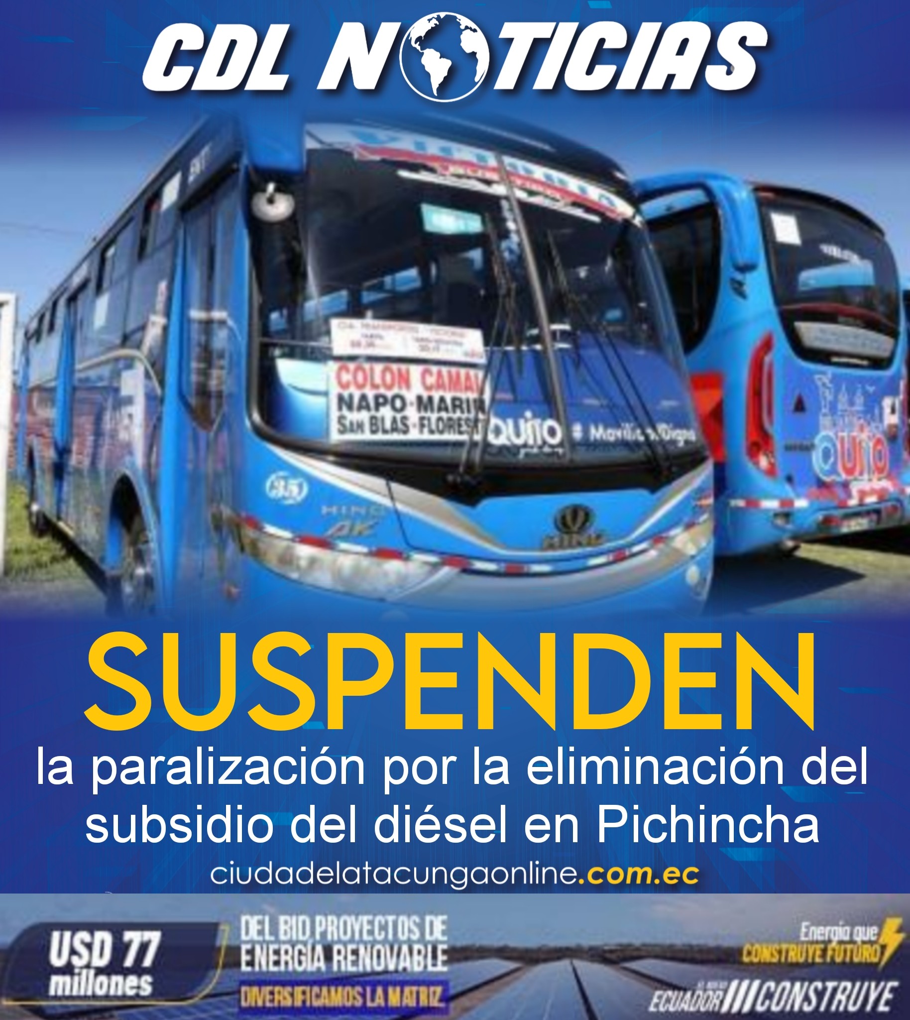 Transportistas suspenden la paralización por la eliminación del subsidio del diésel en Pichincha